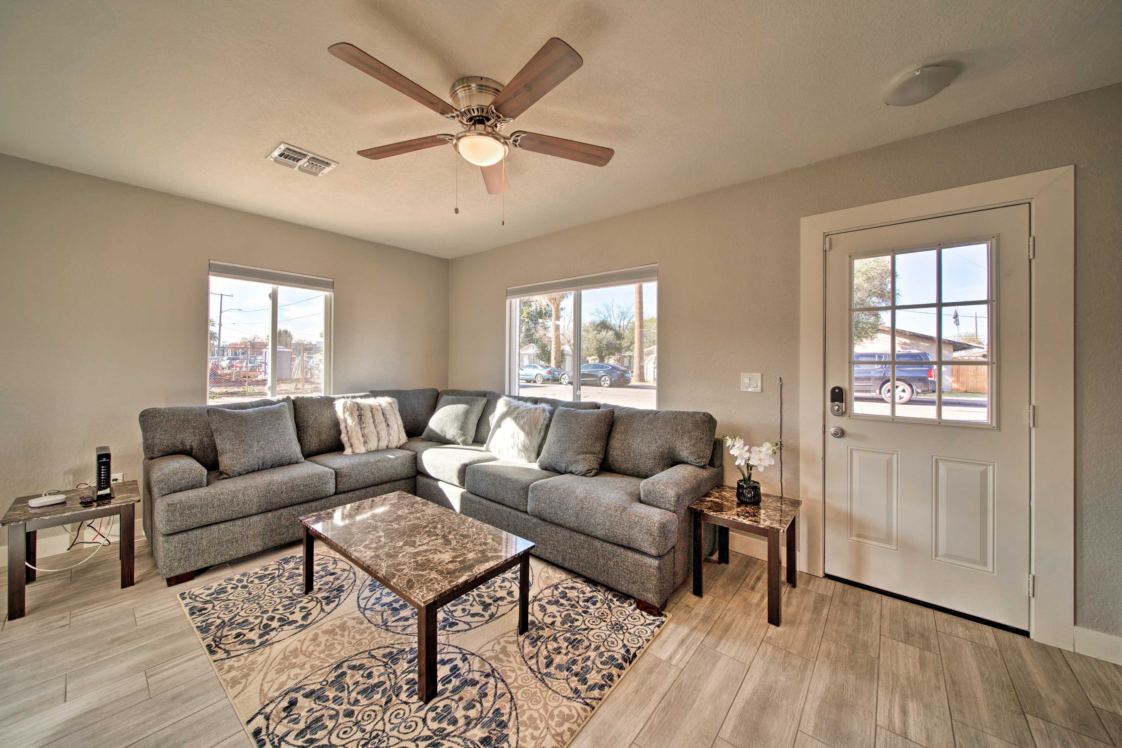 You'll be bathed in natural light through the large windows.