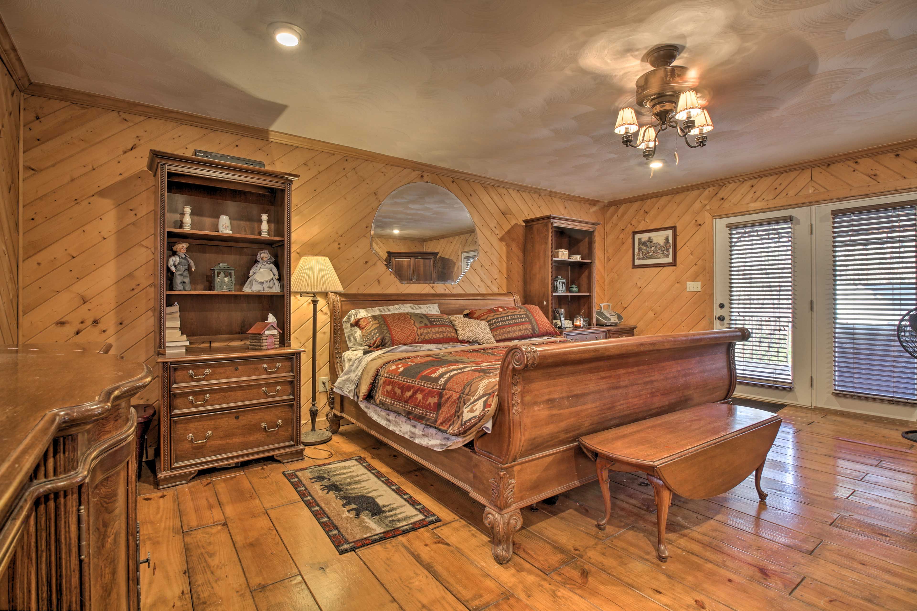 Cabin 1 | Bedroom 1 | Main Level | King Bed | Queen Sleeper Sofa