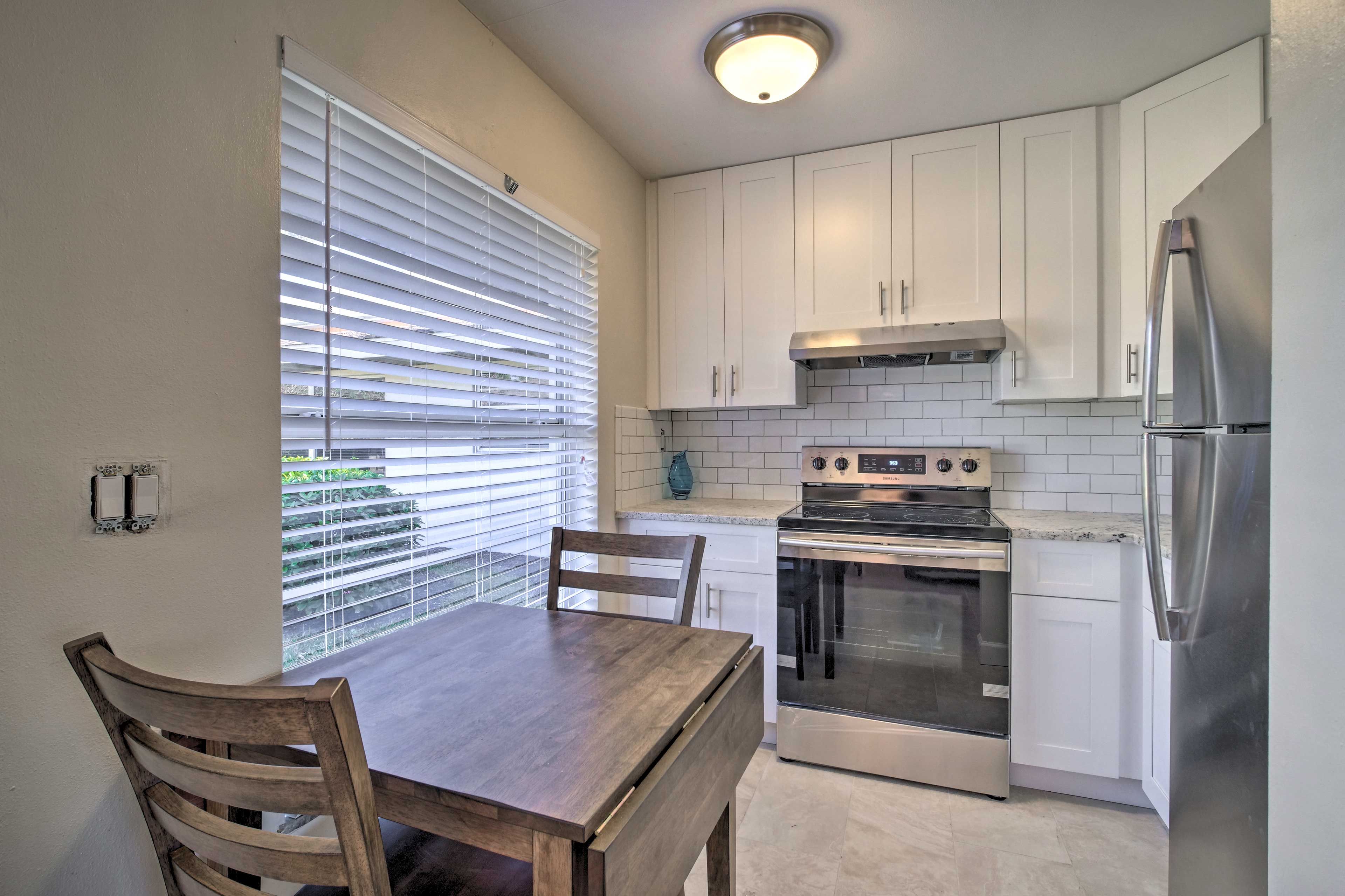 Enjoy meals at the table set for 2.