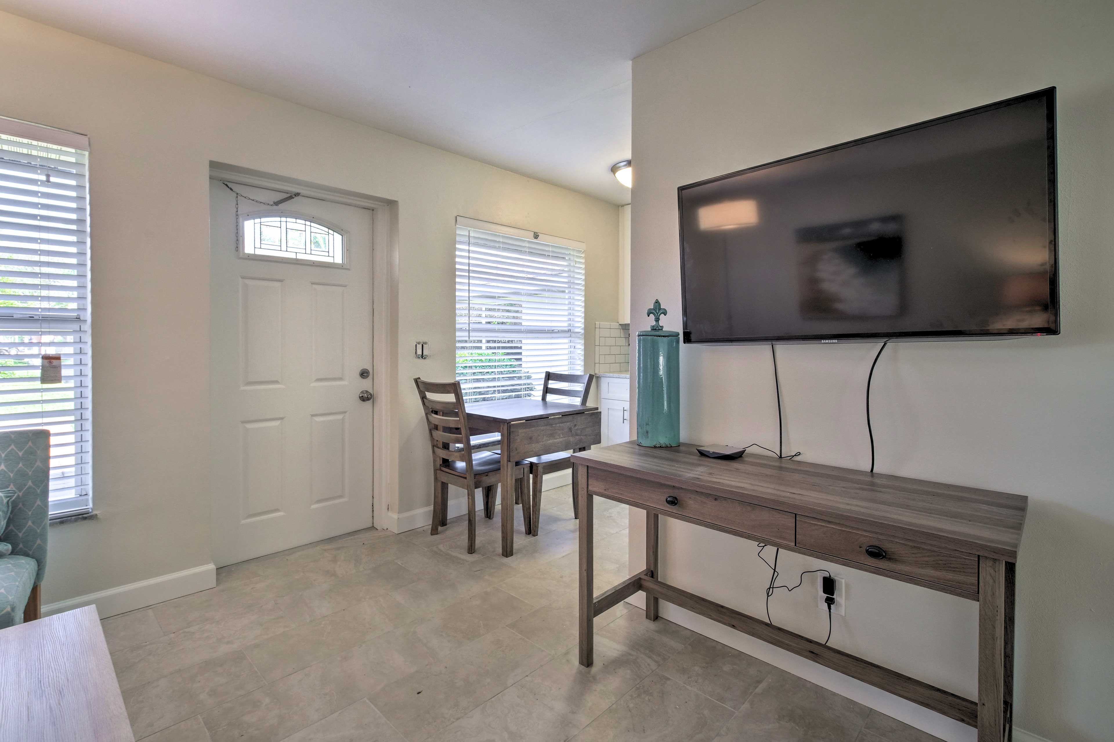 The property has 1 bathroom, a queen bed, and space for 2!