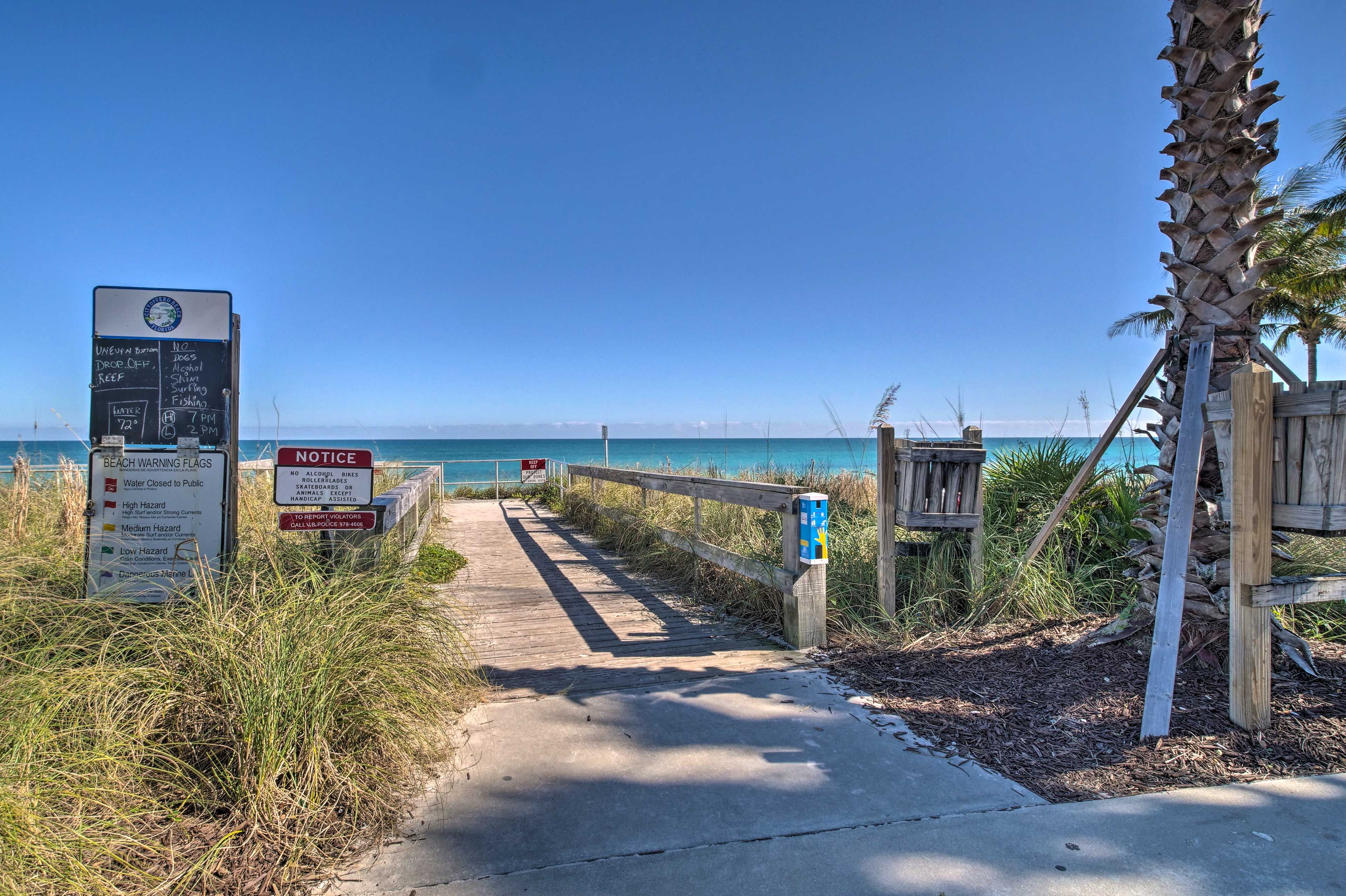 The beach is about 200 feet away.