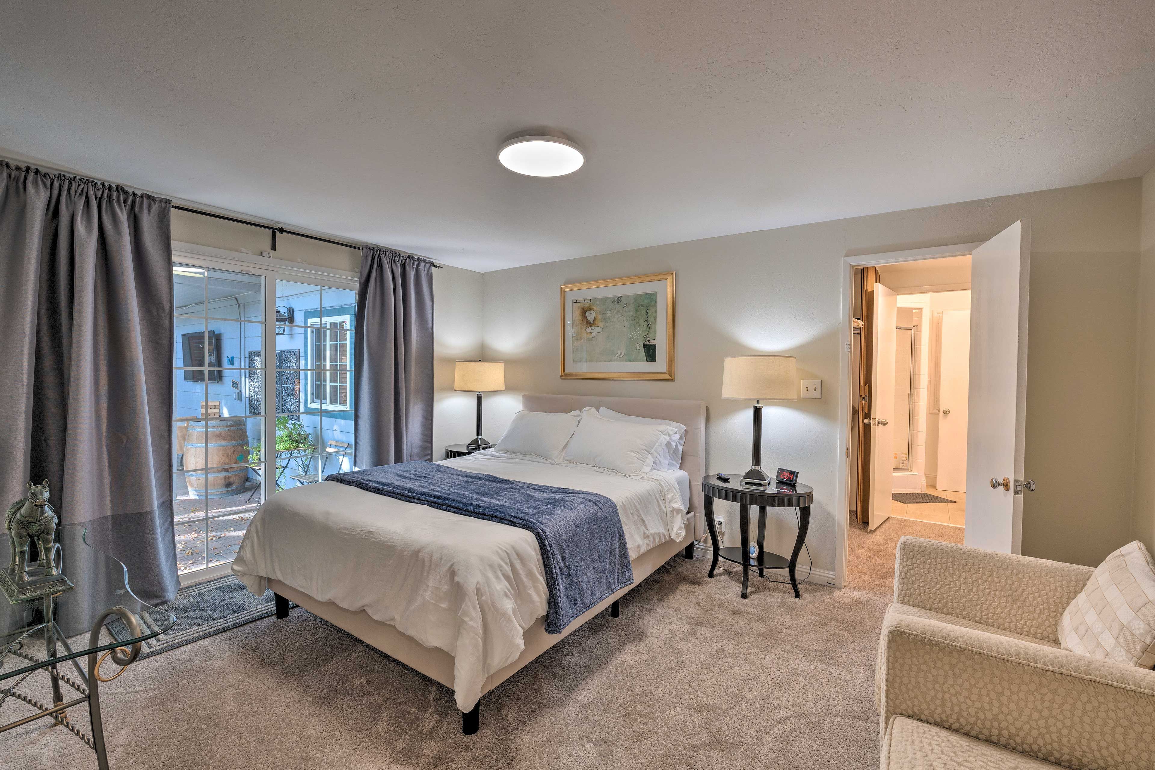 Bedroom 1 | Queen Bed | Patio Access | Smart TV