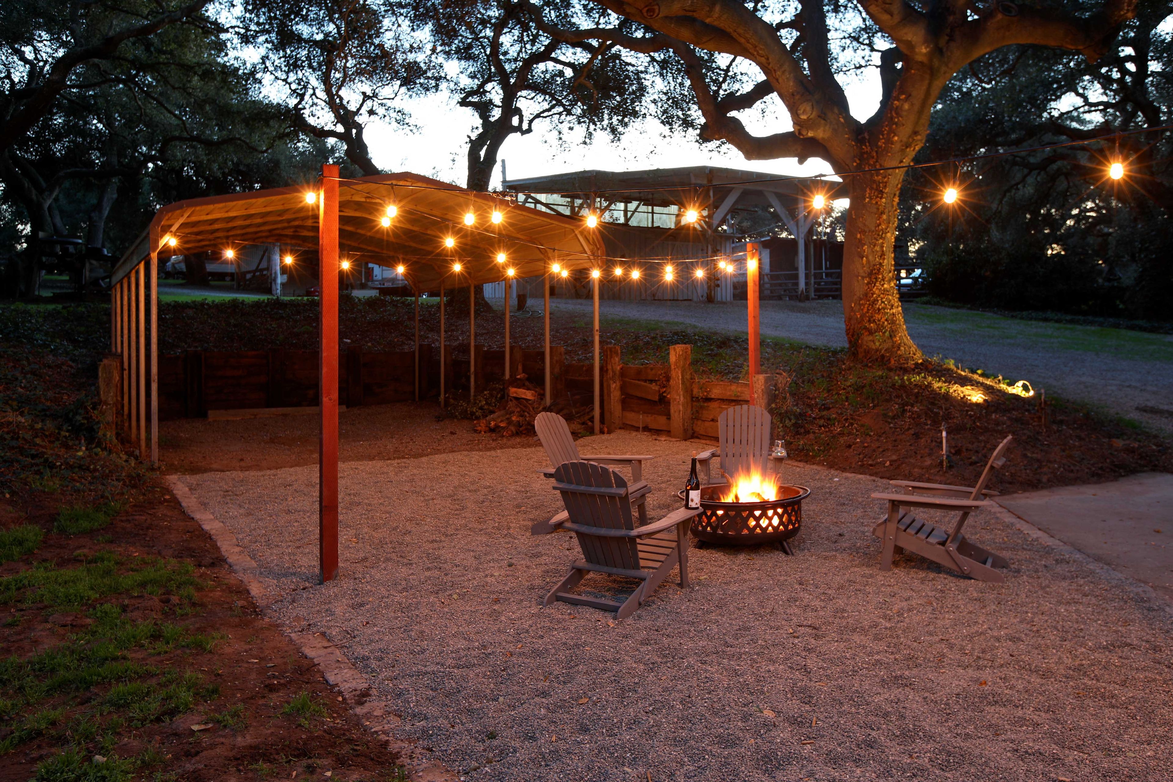Relax under the string lights as the sun goes down!