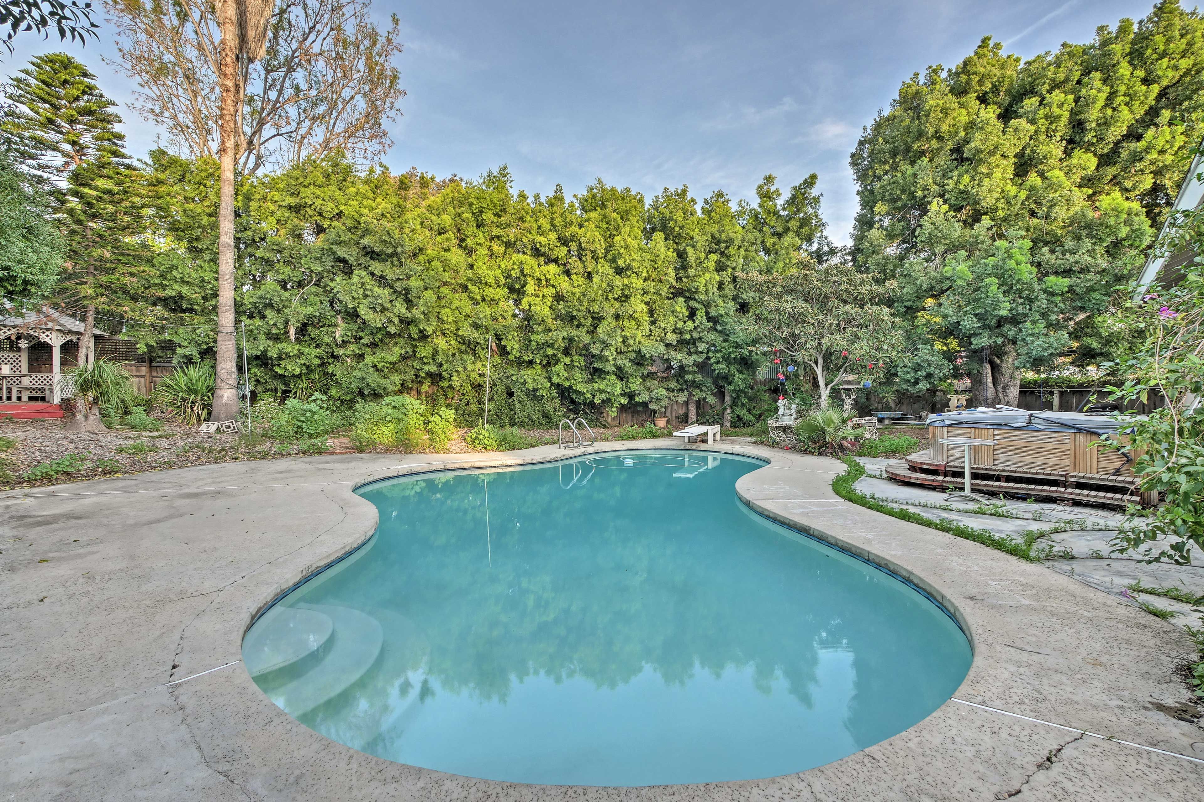 Wade into the waters of the private pool, or jump right off the diving board!