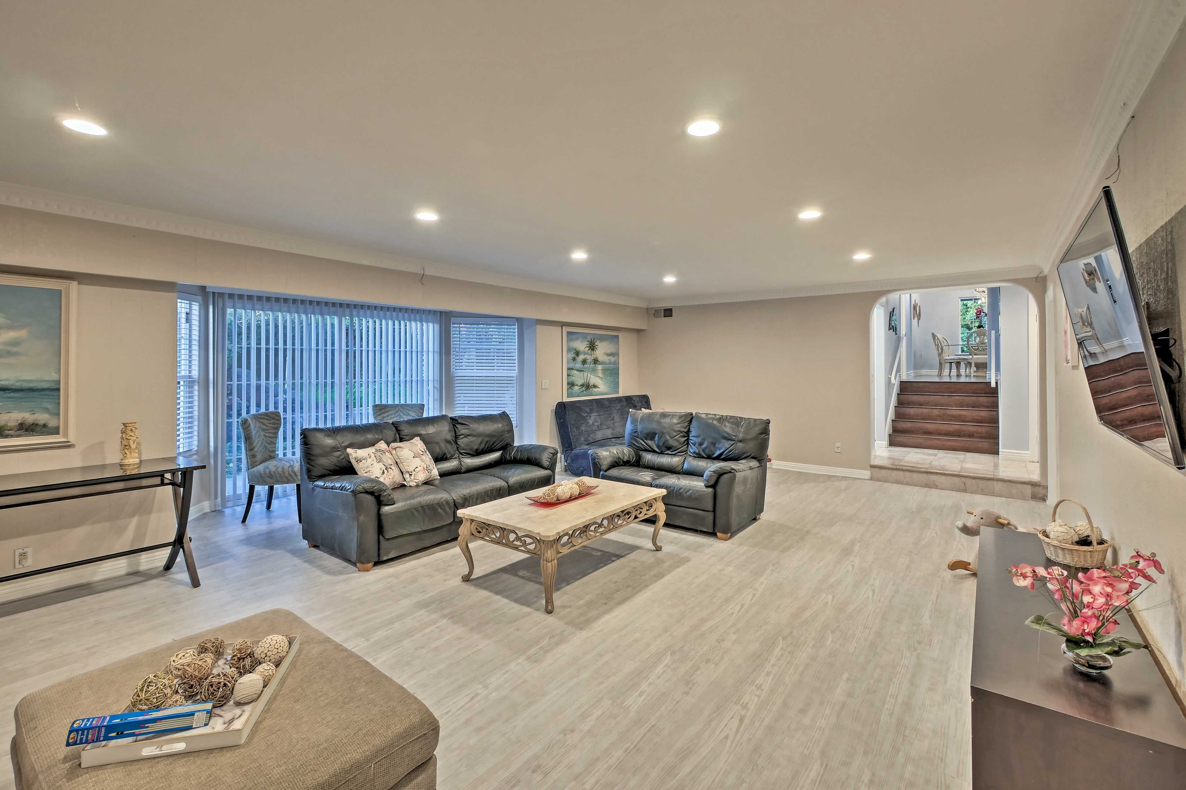 Head down to the family room for a movie night on the flat-screen cable TV.