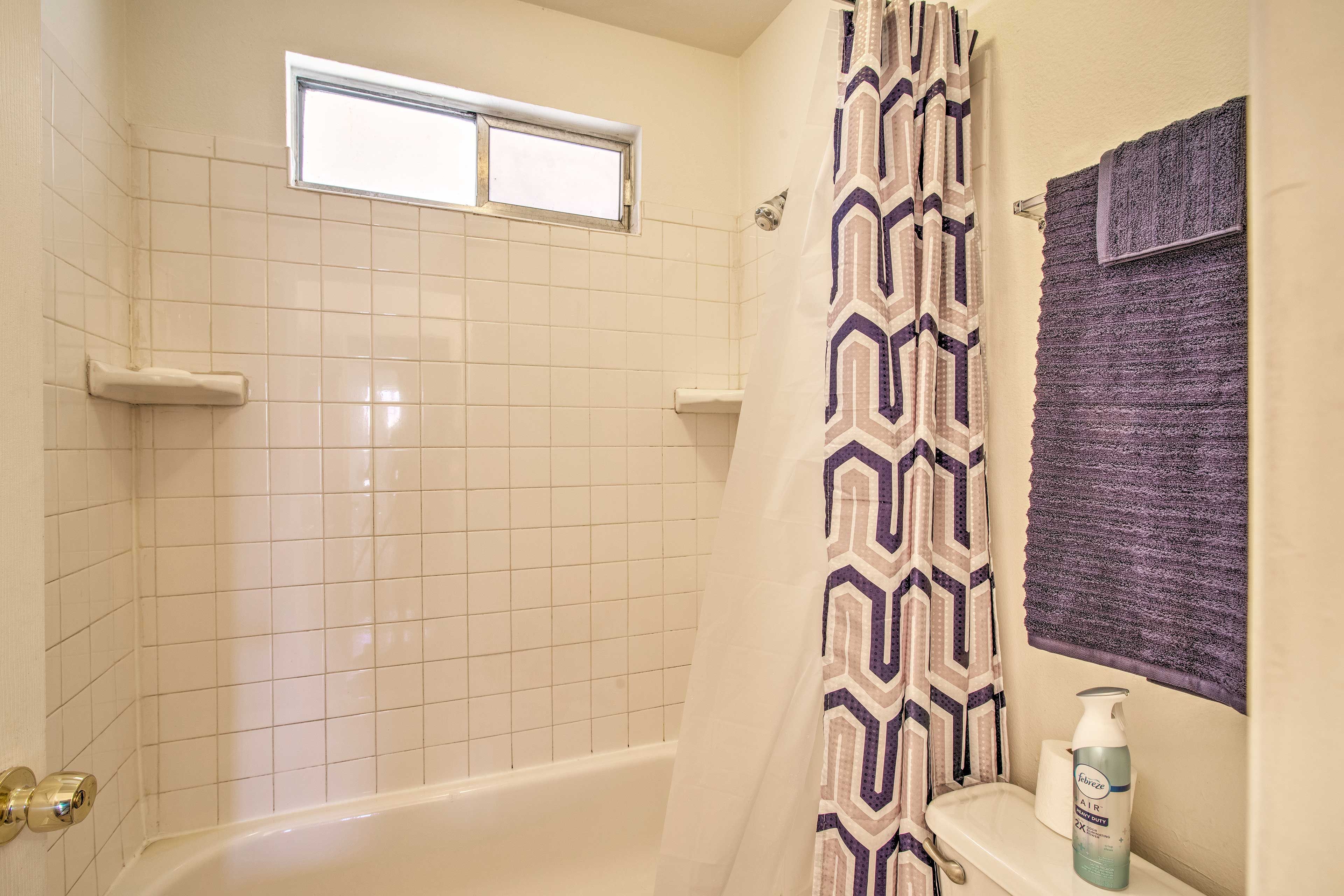 Rinse off with a shower or sink into the tub.
