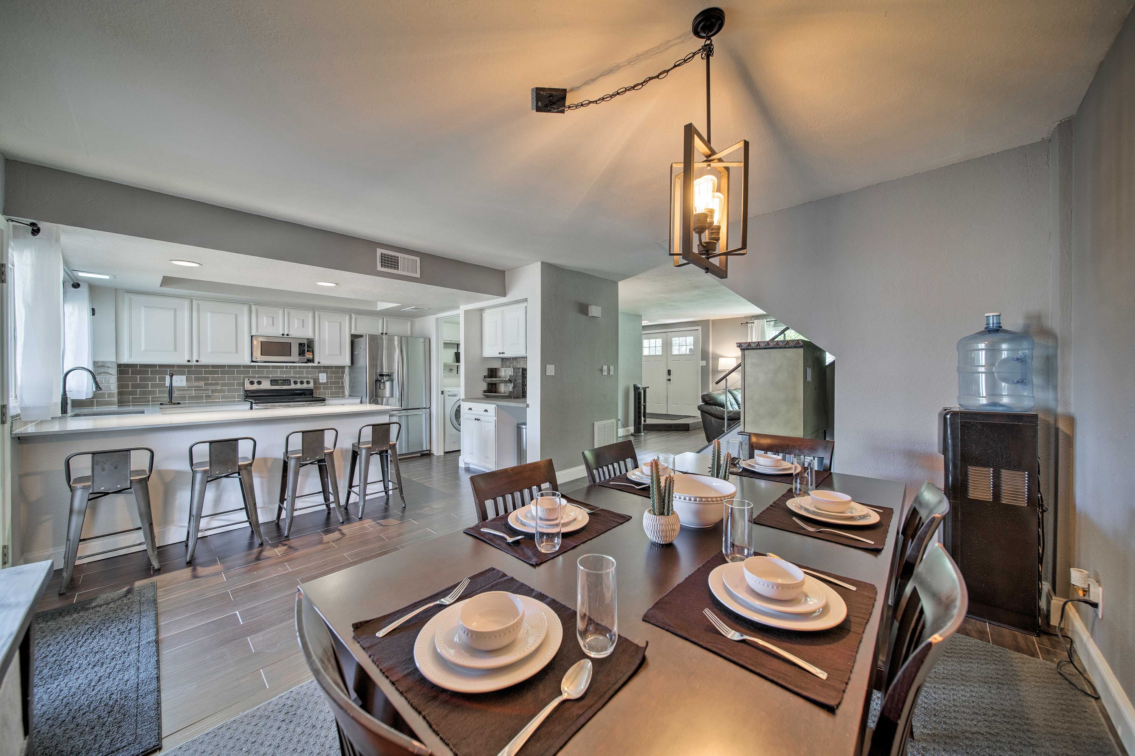 The recently updated interior boasts plenty of modern farmhouse accents.