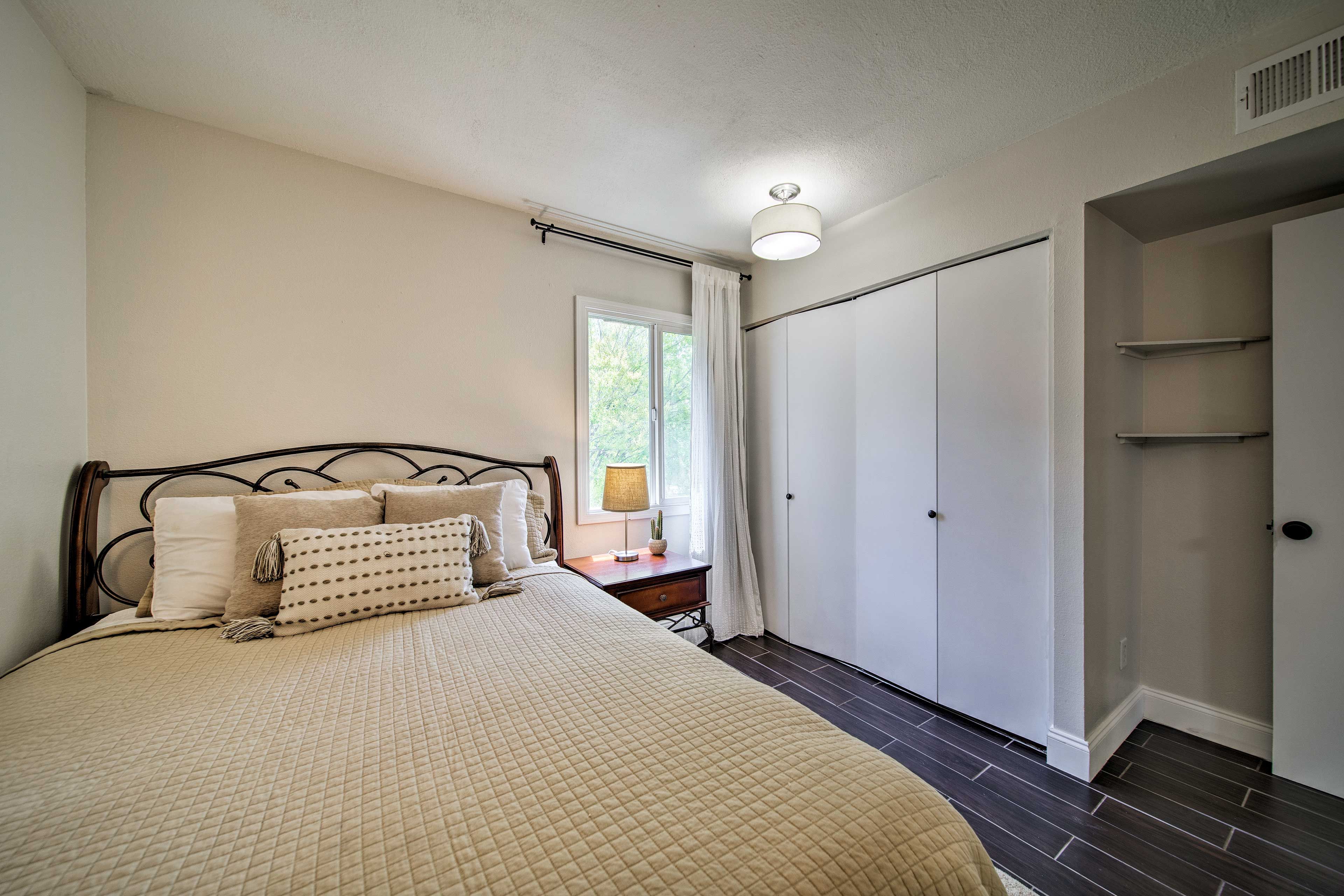 Rise and shine to natural sunlight entering the bedroom.