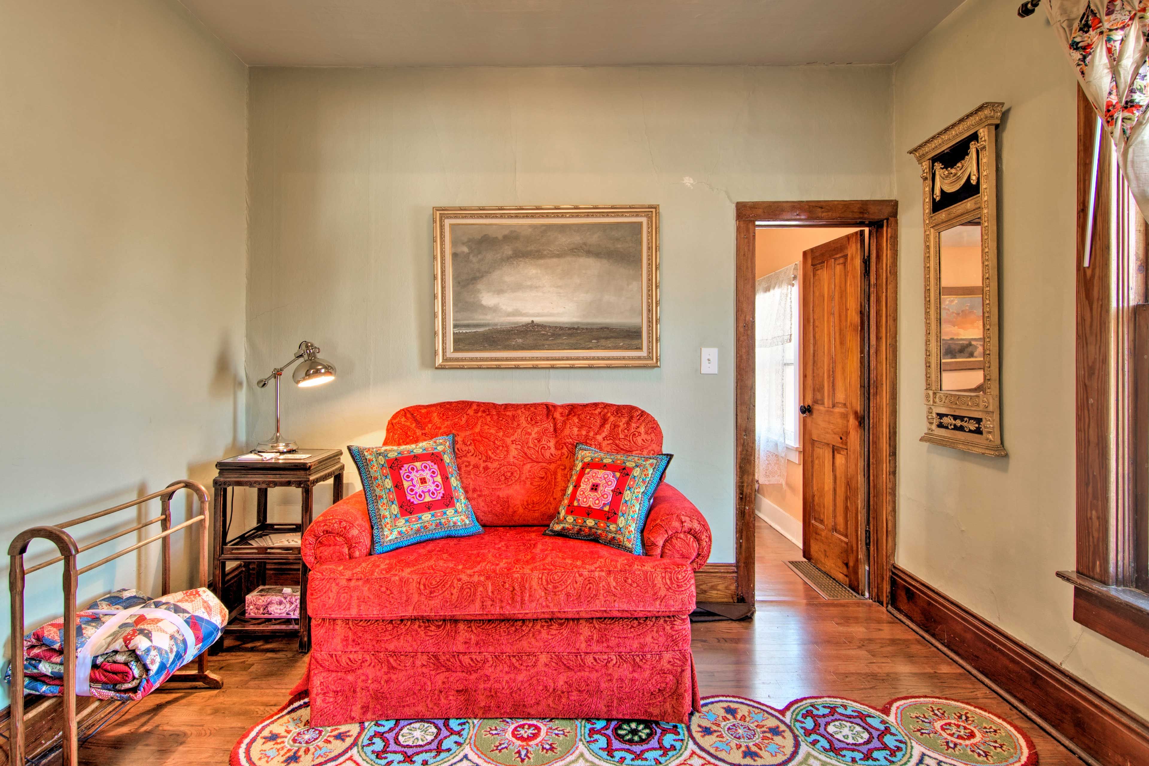 This cozy room is the perfect spot to curl up with a new book!