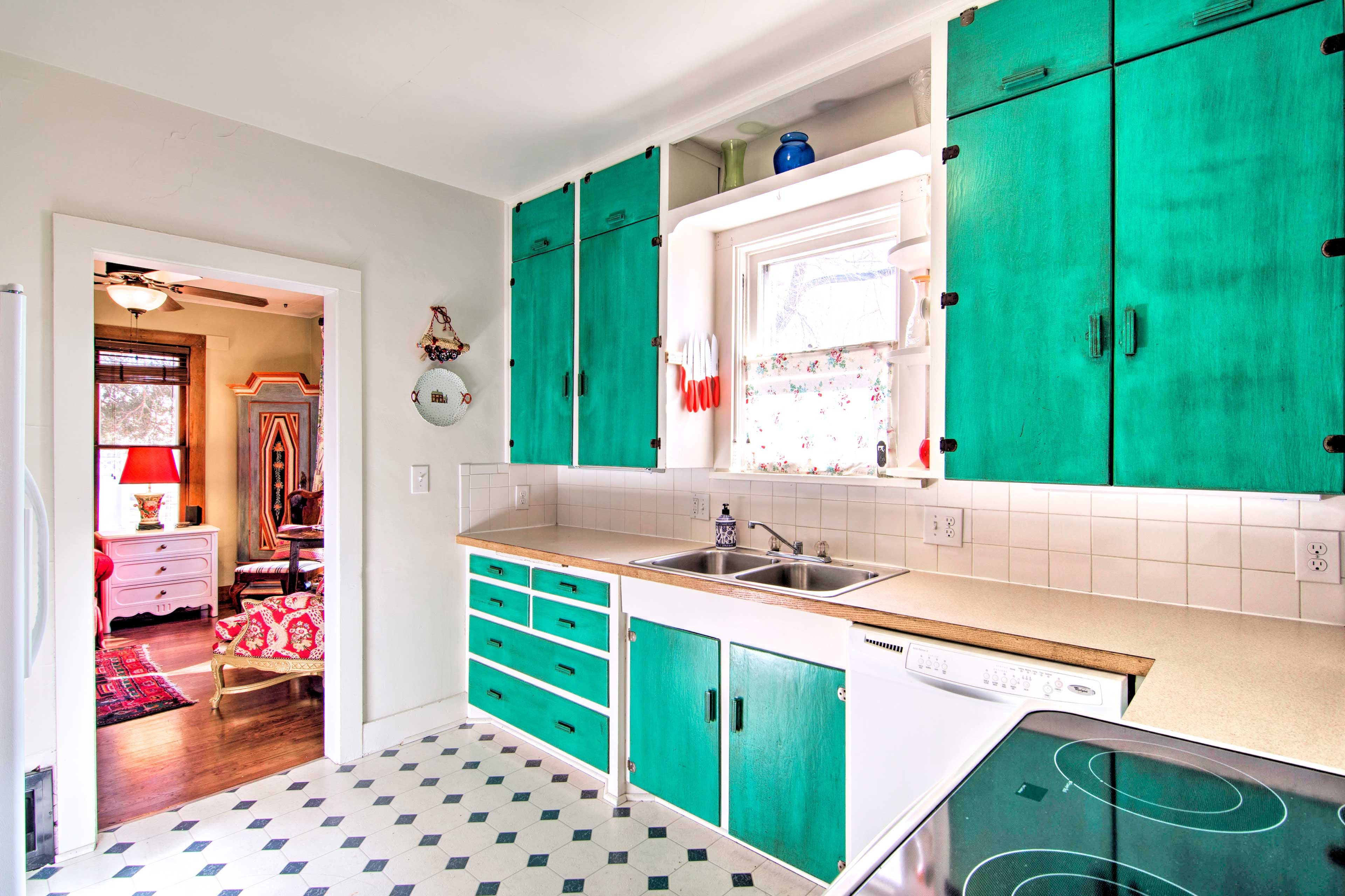 The kitchen is fully equipped with all cooking essentials.