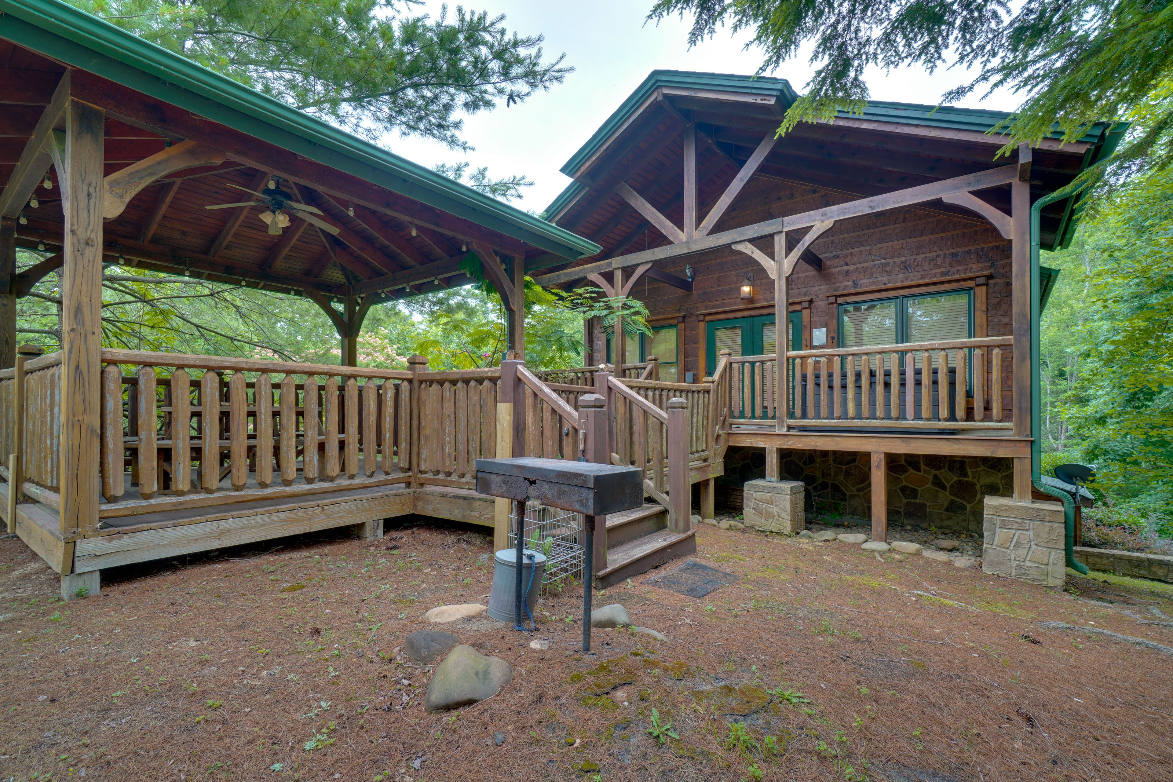 Exterior | 2 Covered Decks | 2-Story Cabin