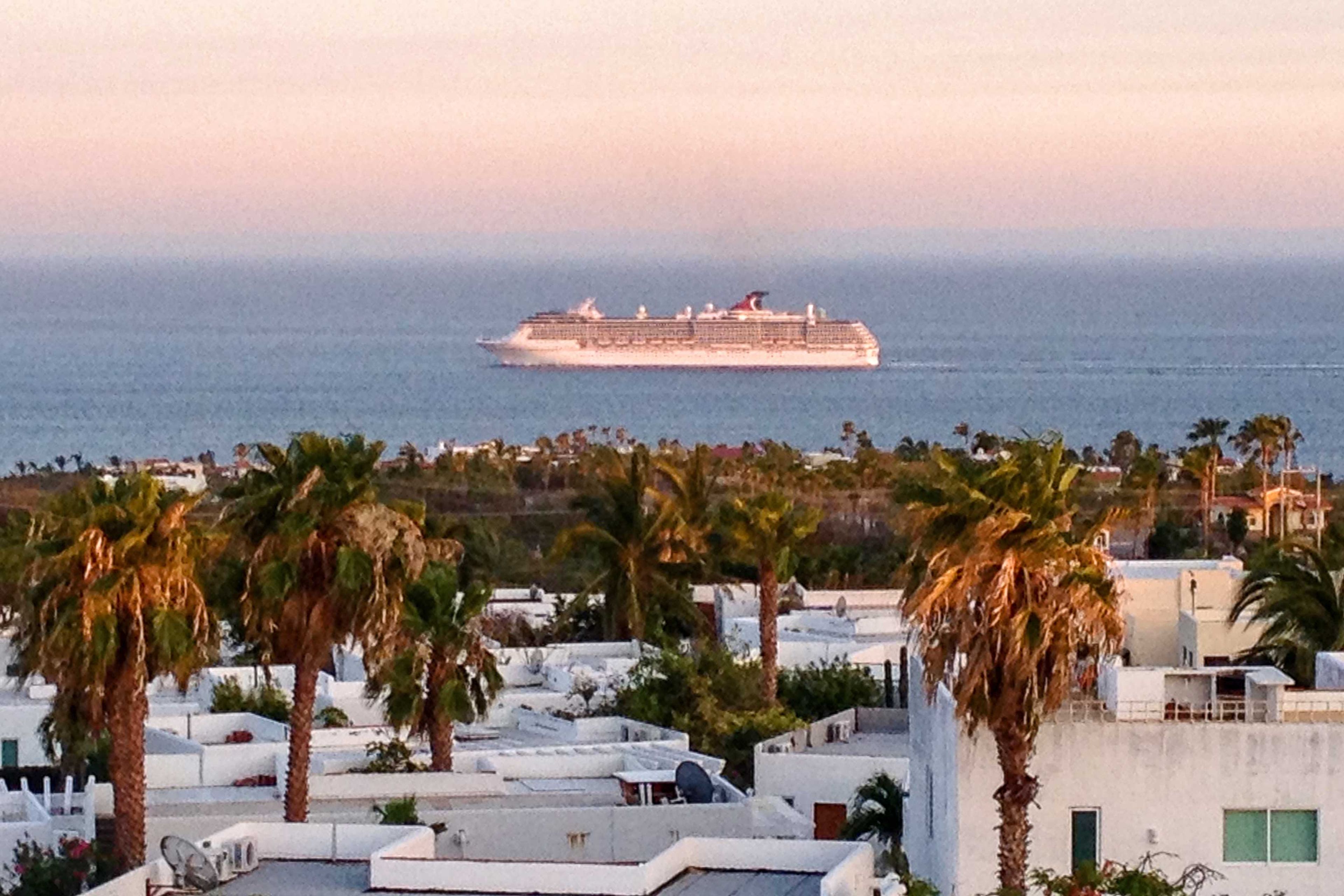 Relax and watch the cruise ships sail past.