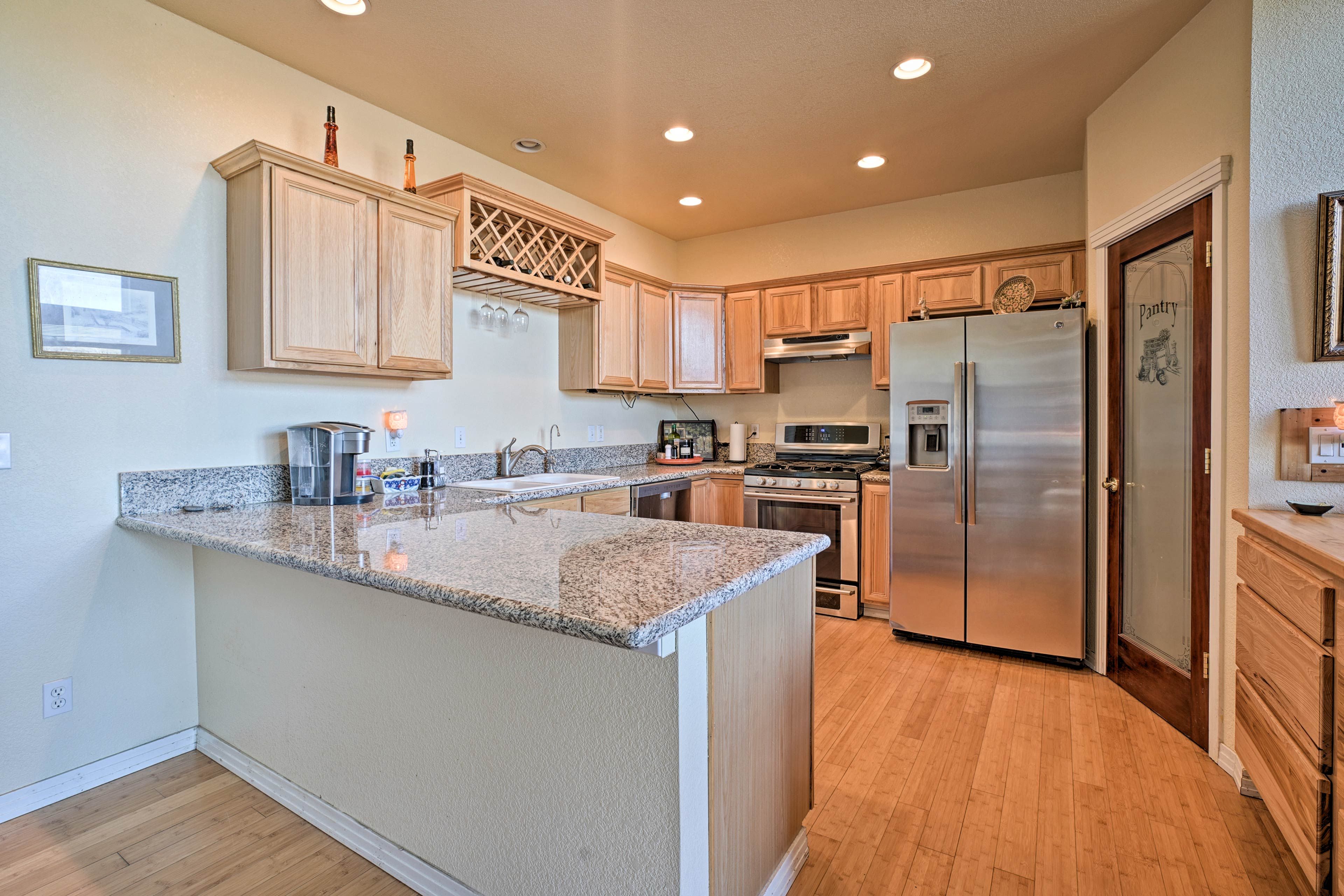 Granite countertops complete the kitchen.