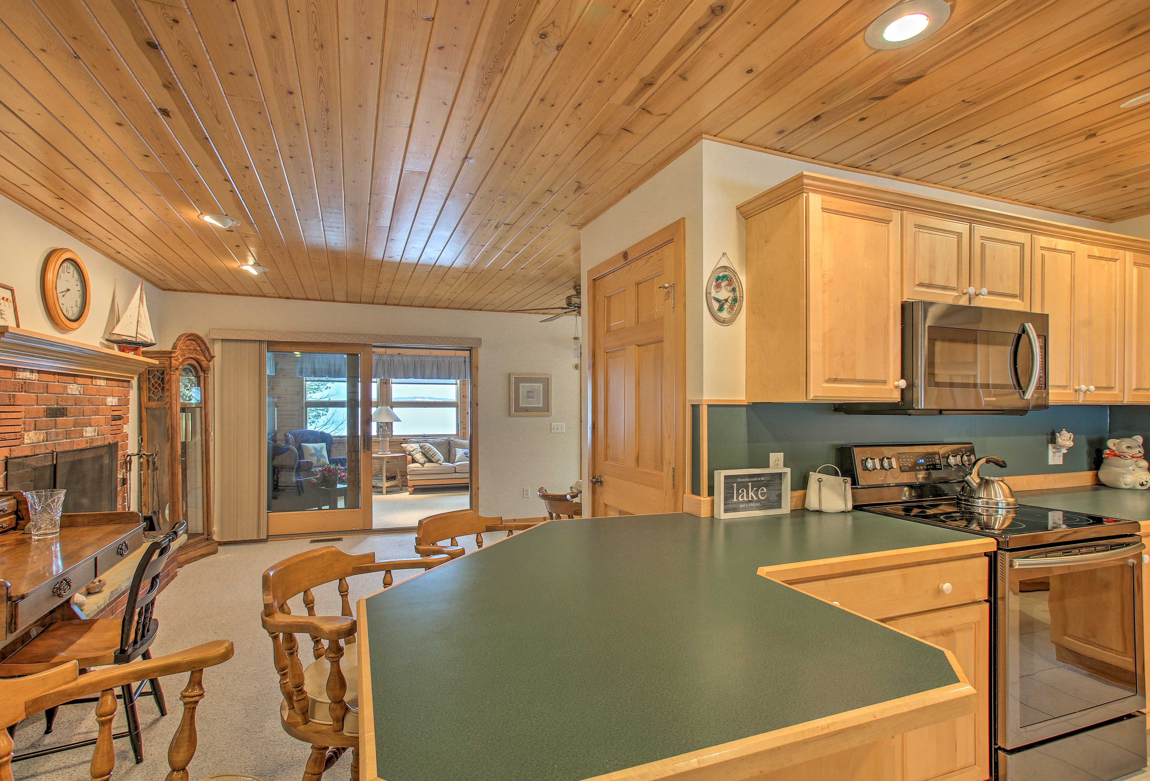 Utilize the ample counter space for meal prep.