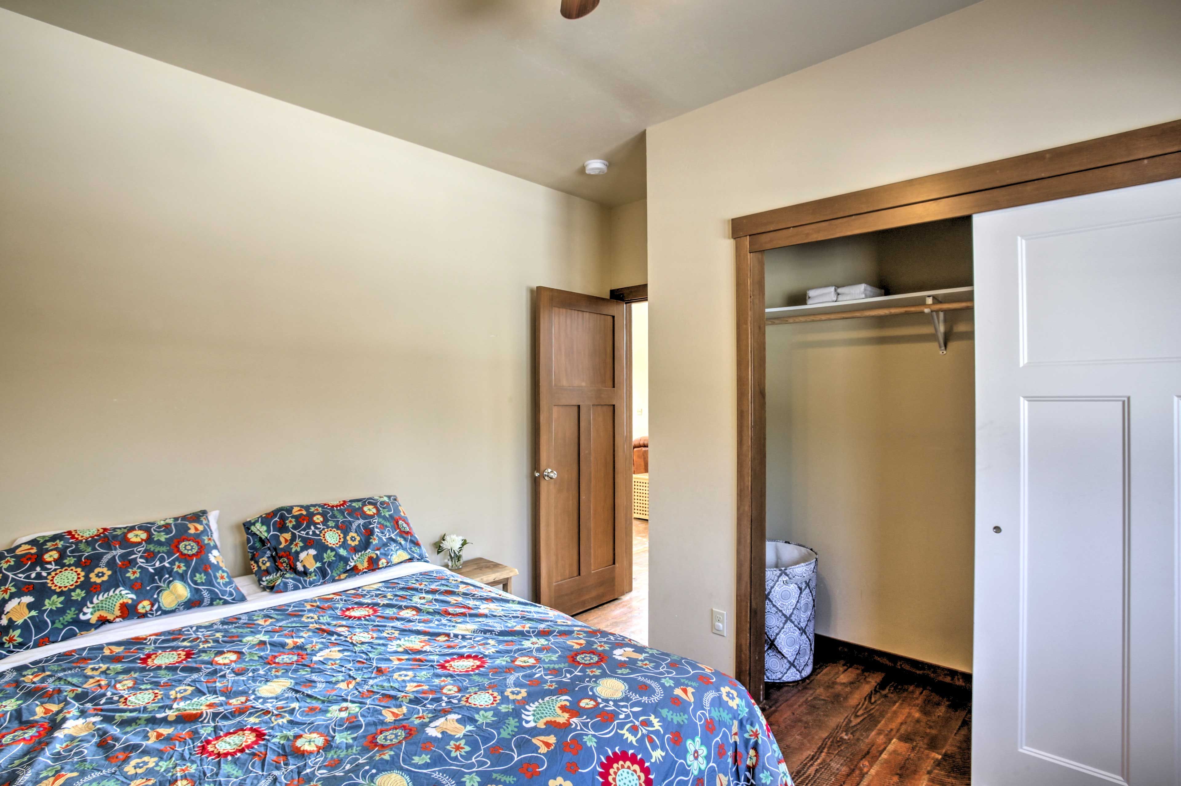 Fresh linens and towels are provided.