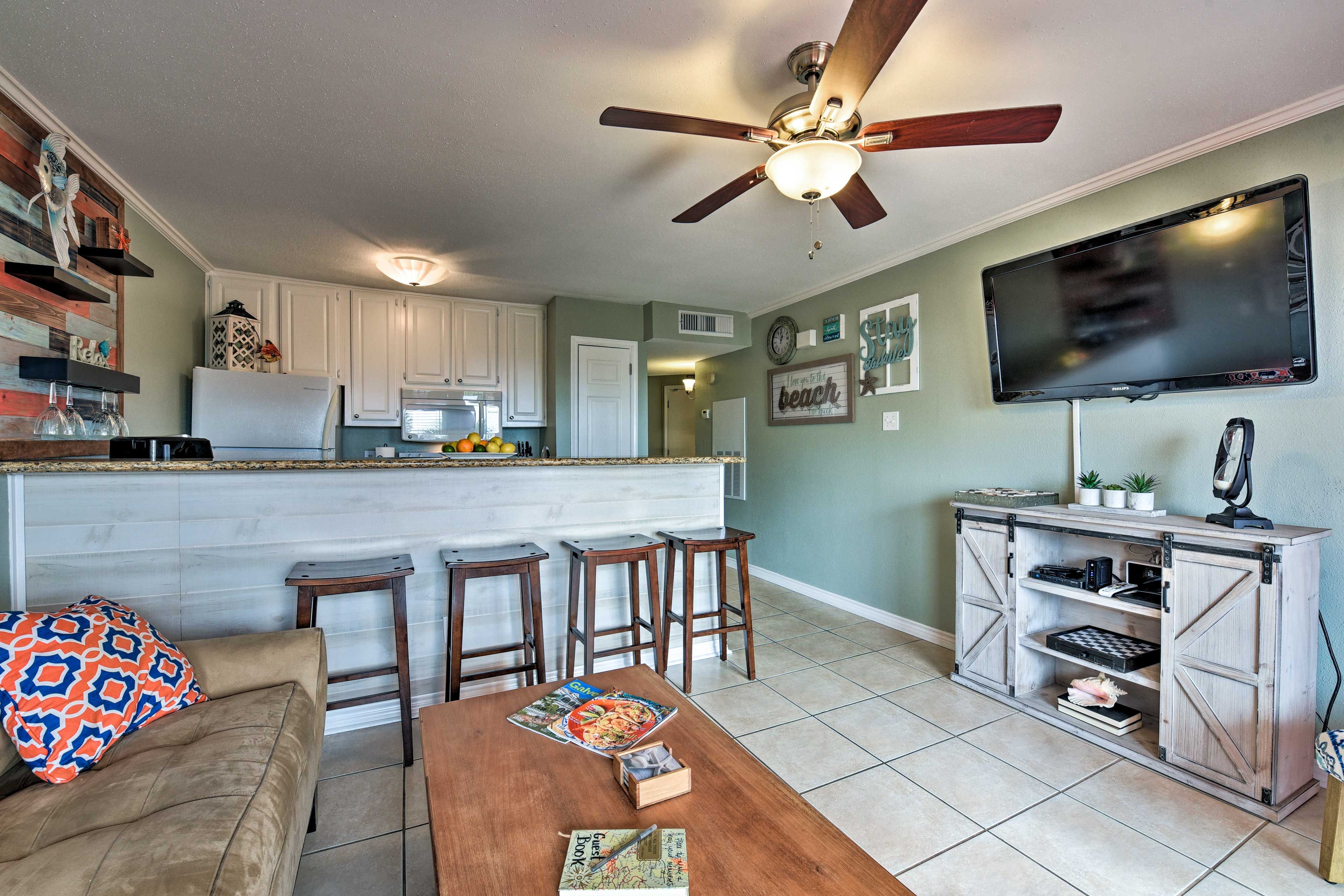 Wine and dine at the breakfast bar.