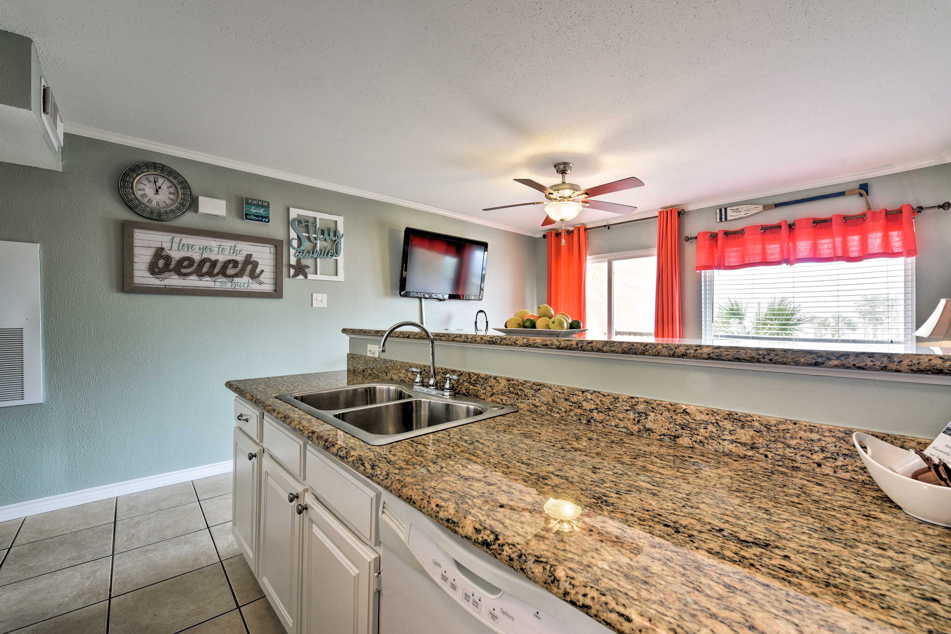 The granite countertops give the home an upscale feel.