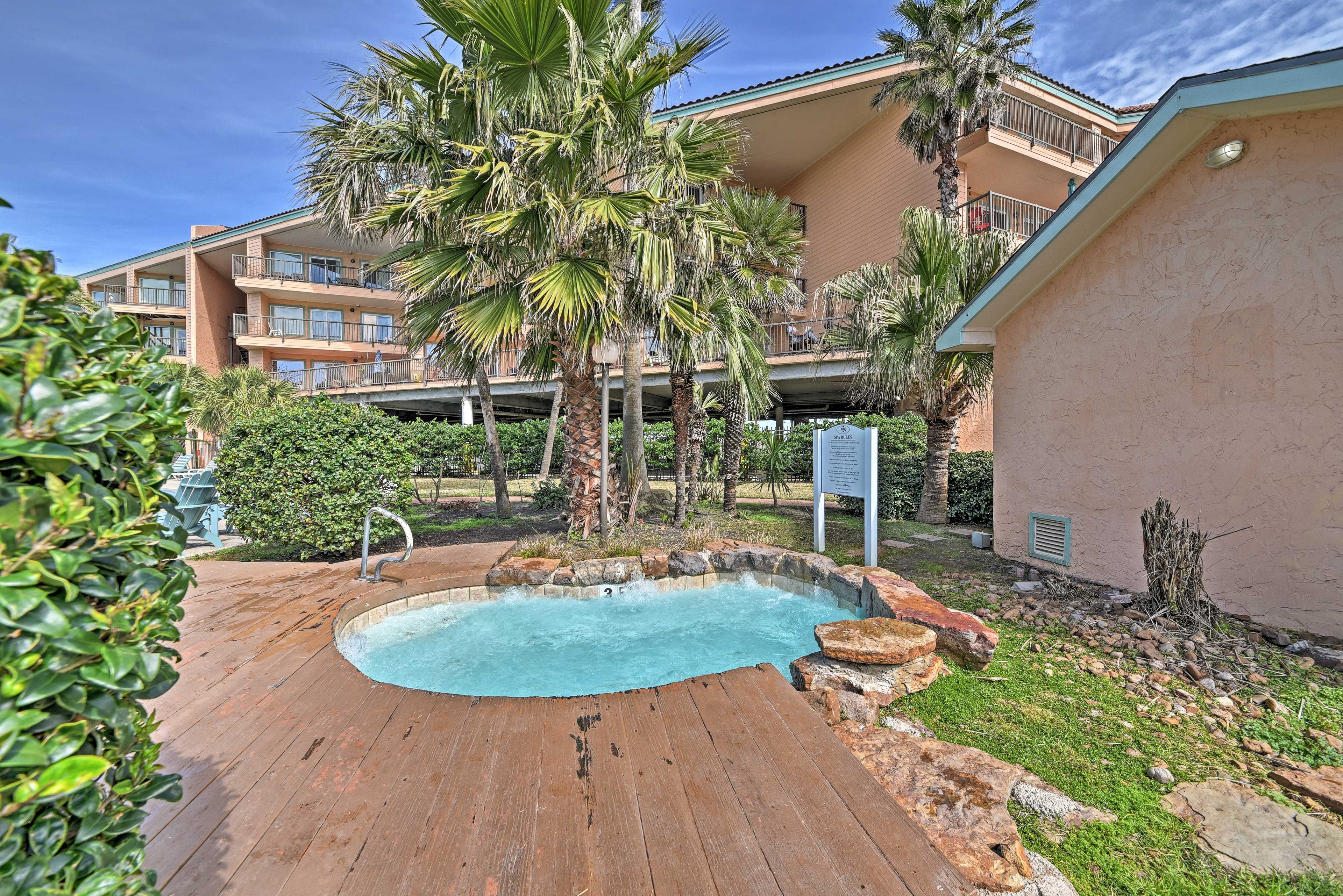 Loosen your muscles after a day on the links at this soothing hot tub.