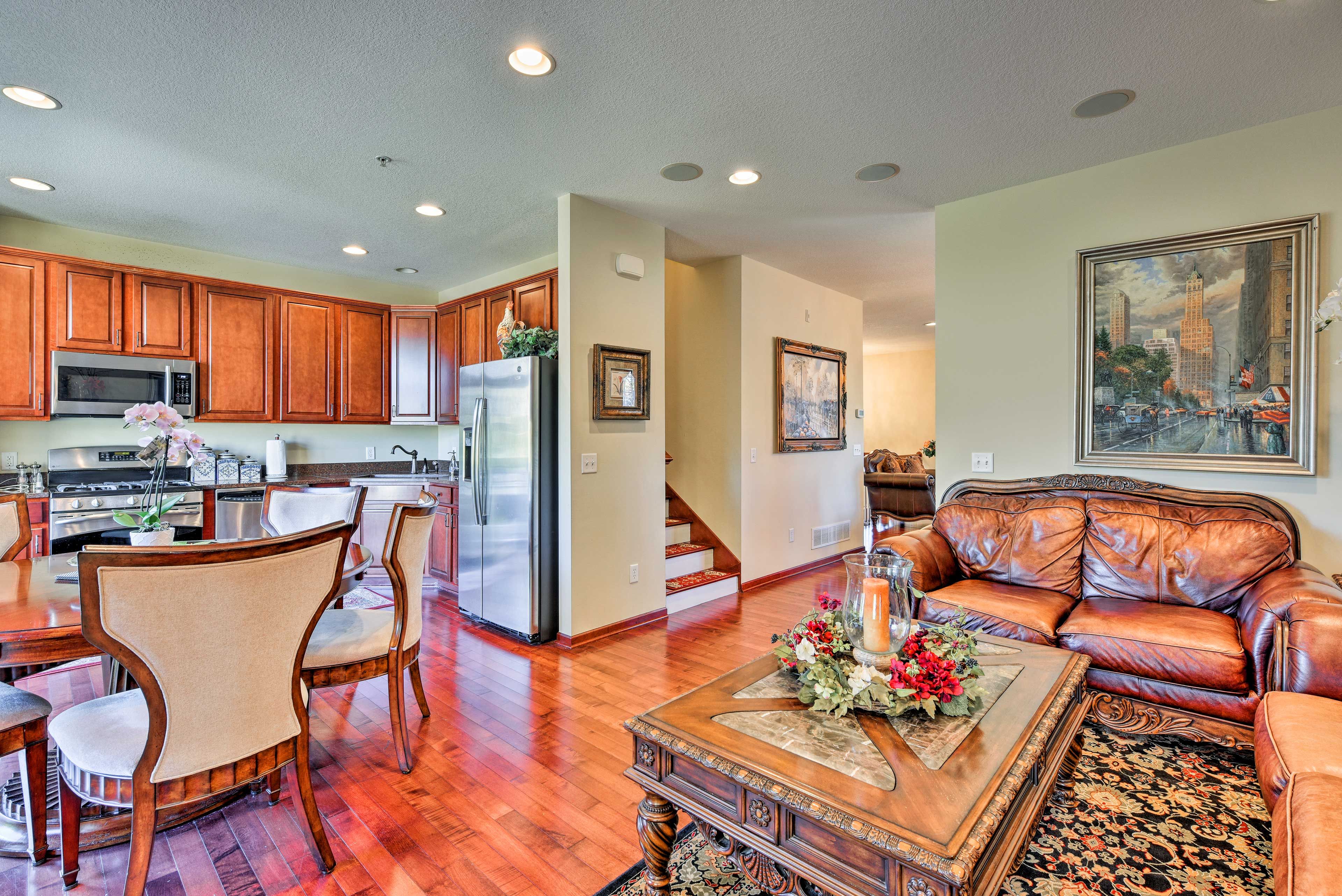 There are 2 living spaces - one more formal and the other more casual.