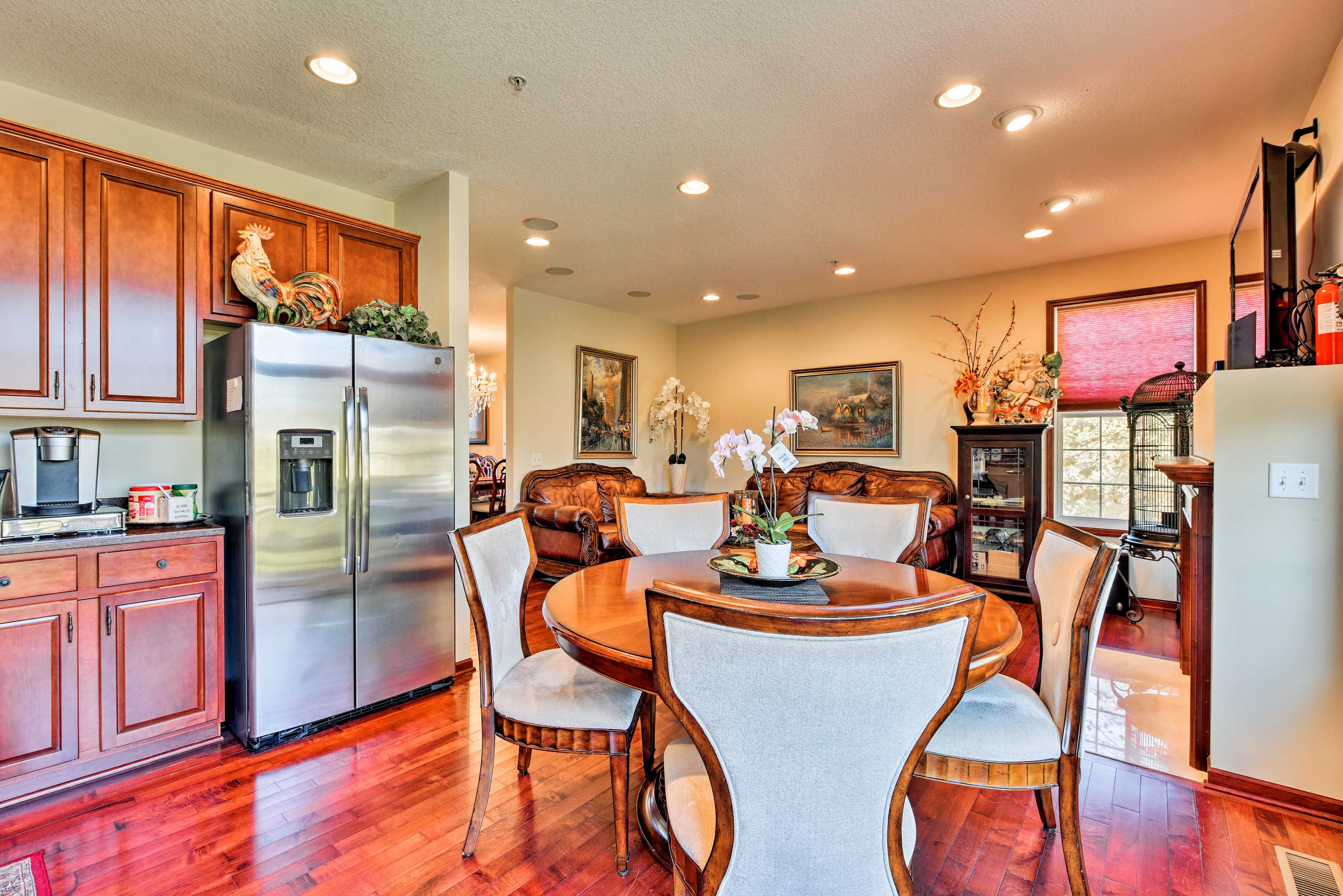 This breakfast nook opens to the full kitchen.