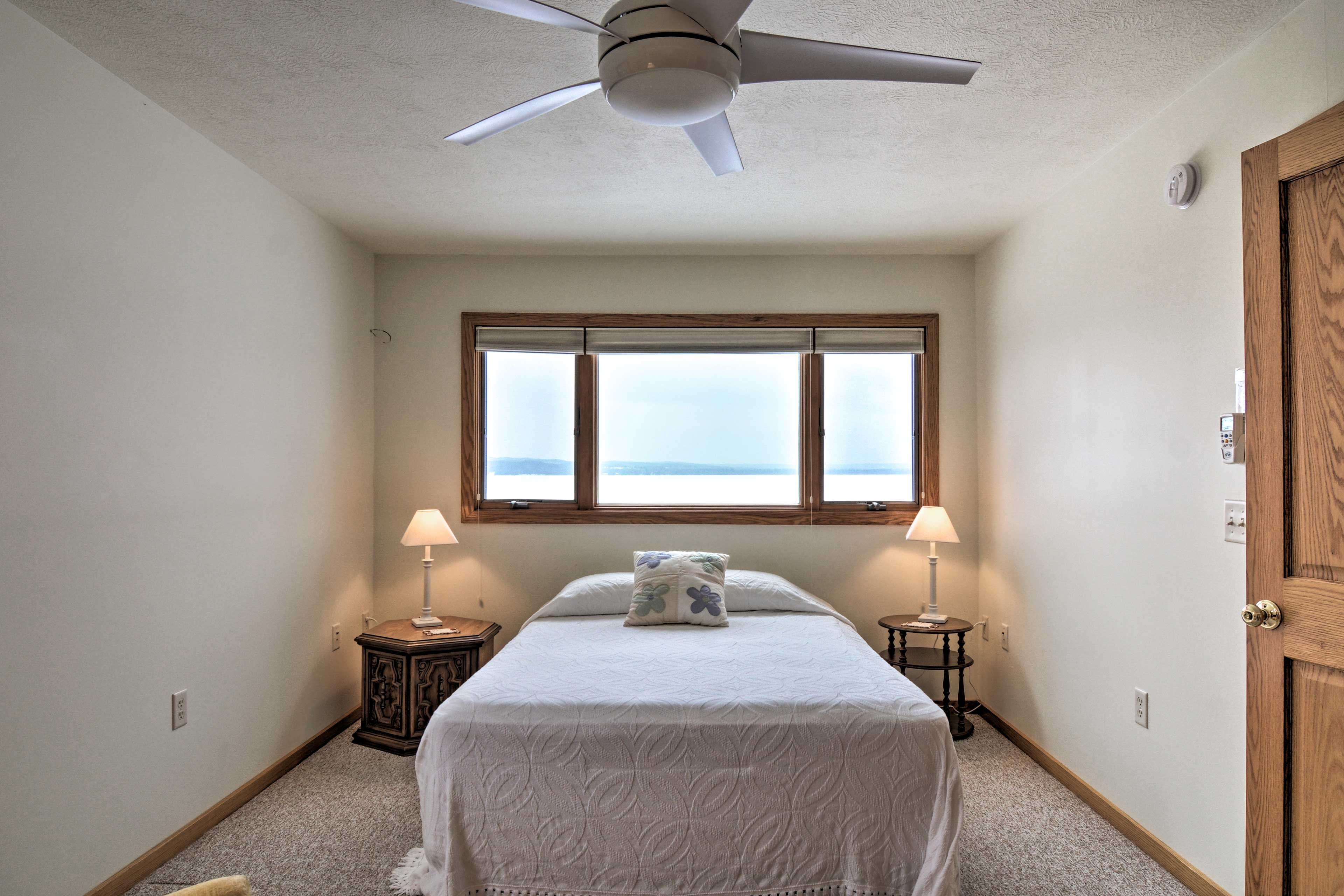 You'll find a queen-sized bed in the bedroom suite.