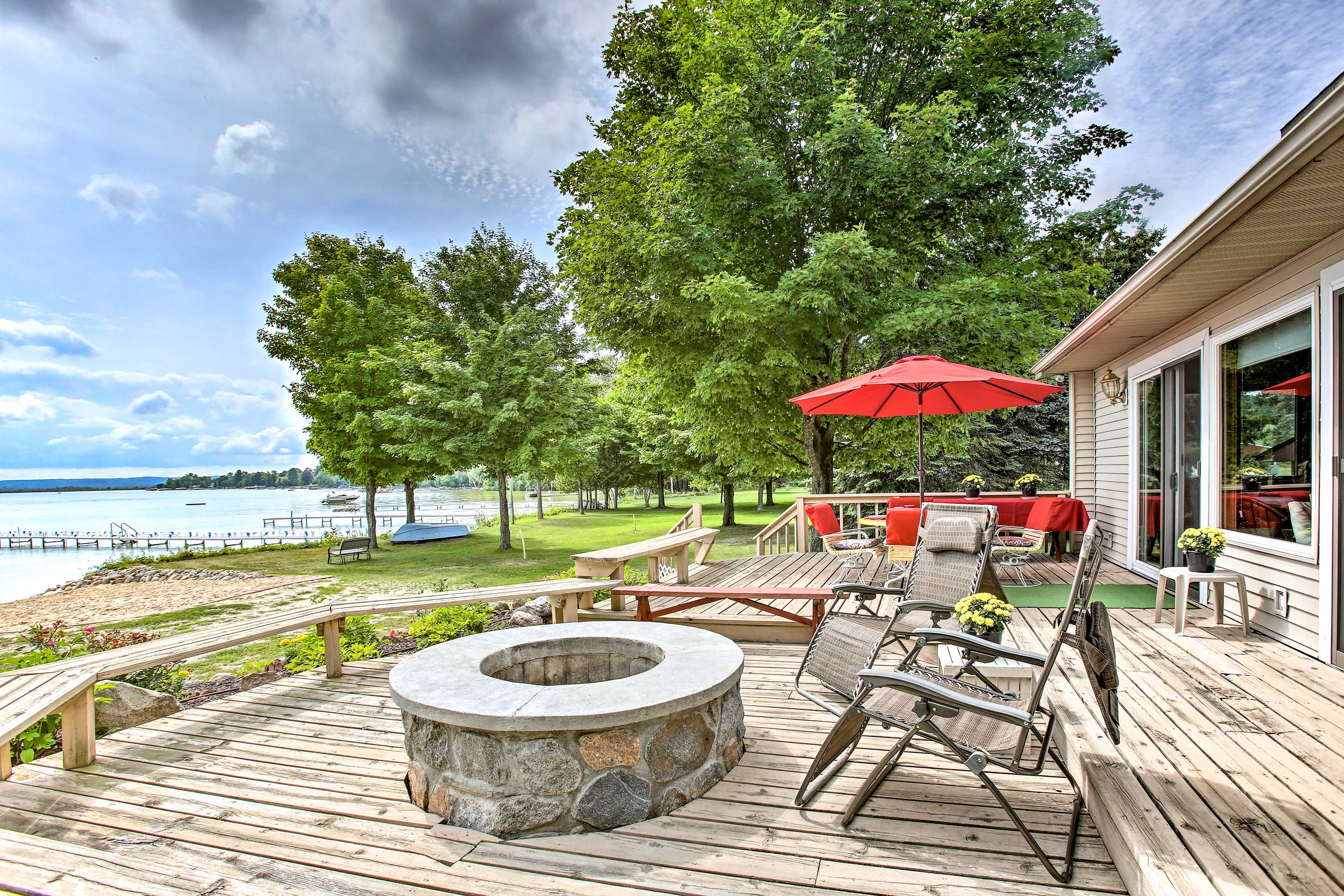 Gather around the fire pit after a day in the lake!
