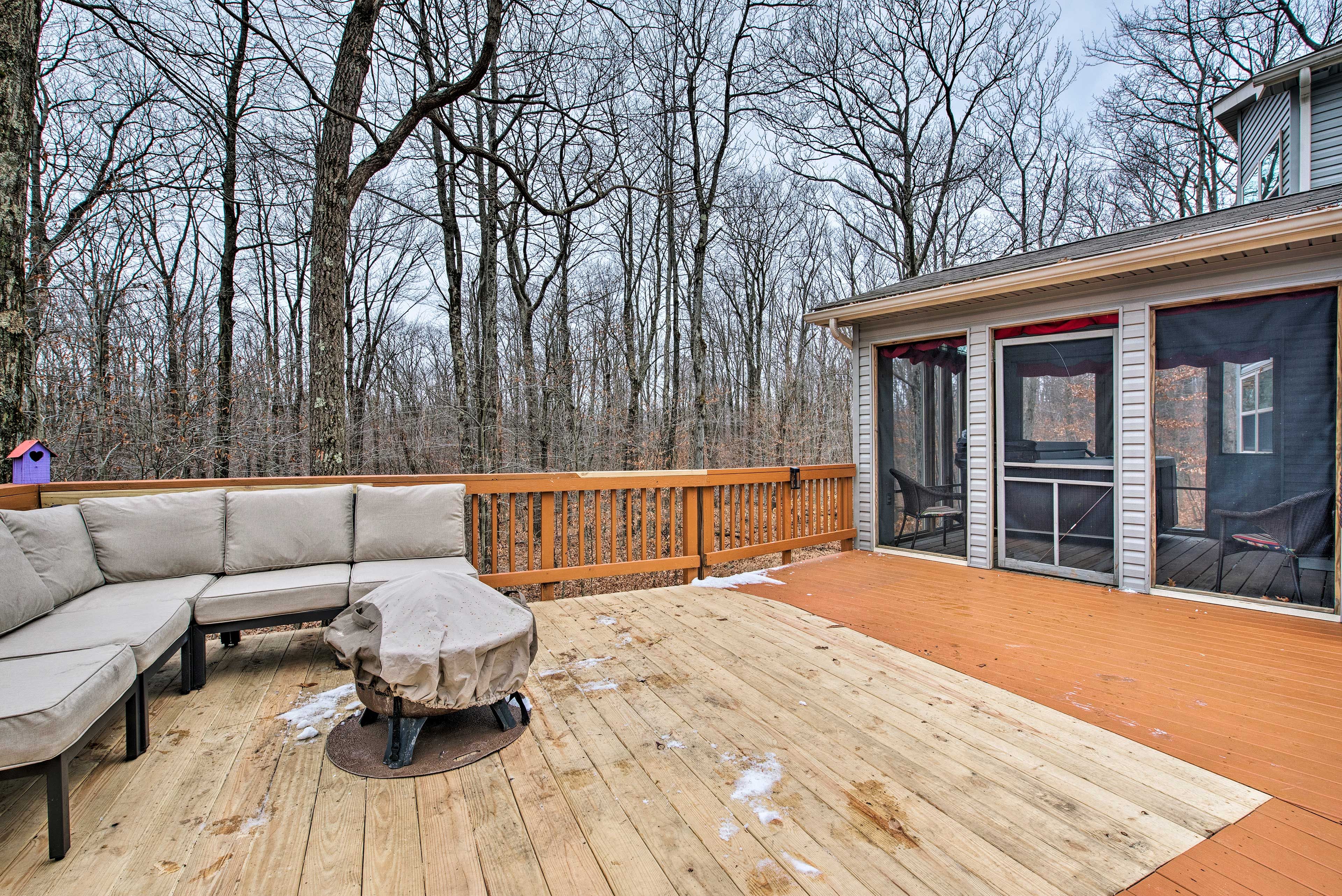 Breathe in the fresh forest air out on the deck.