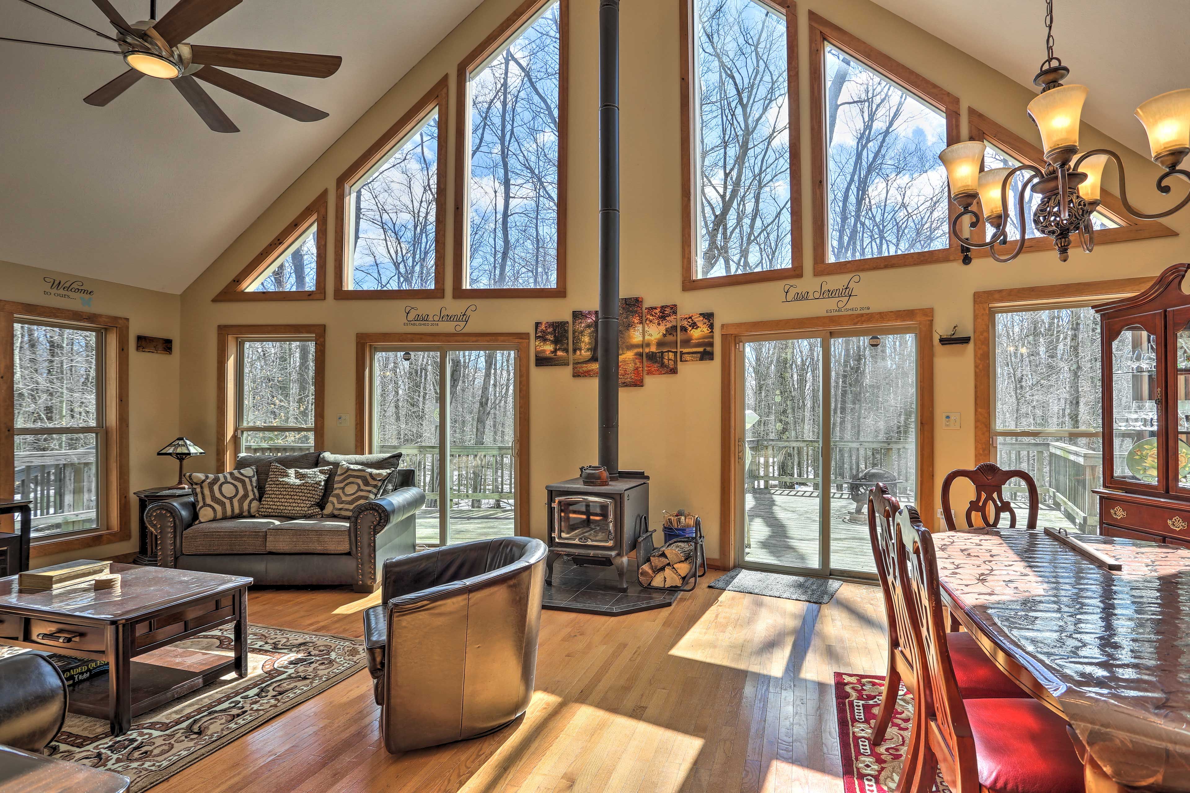 You'll be bathed in natural light as you watch the flat-screen Smart TV.