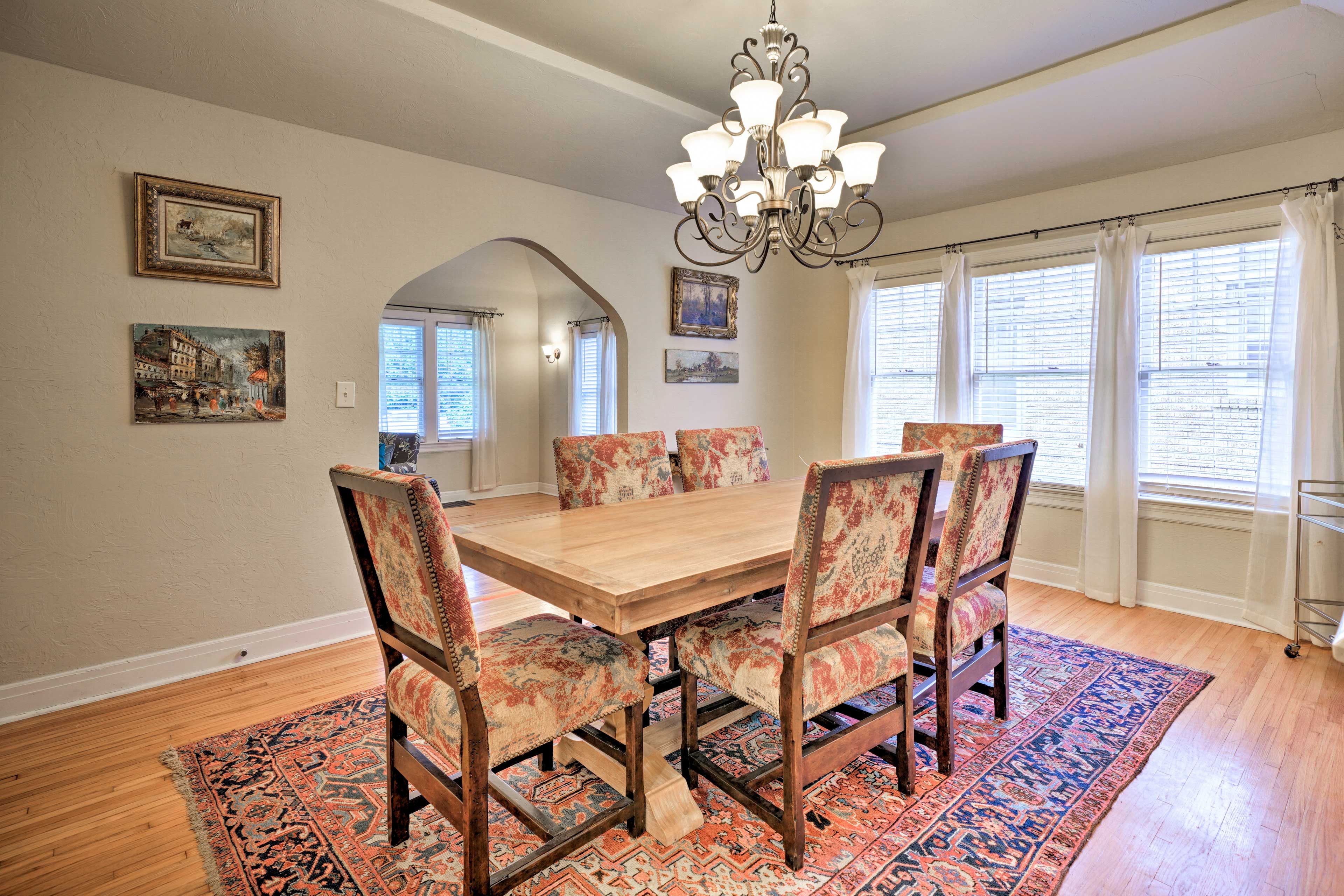 The home is full of unique charms like curved doorways and vaulted ceilings.
