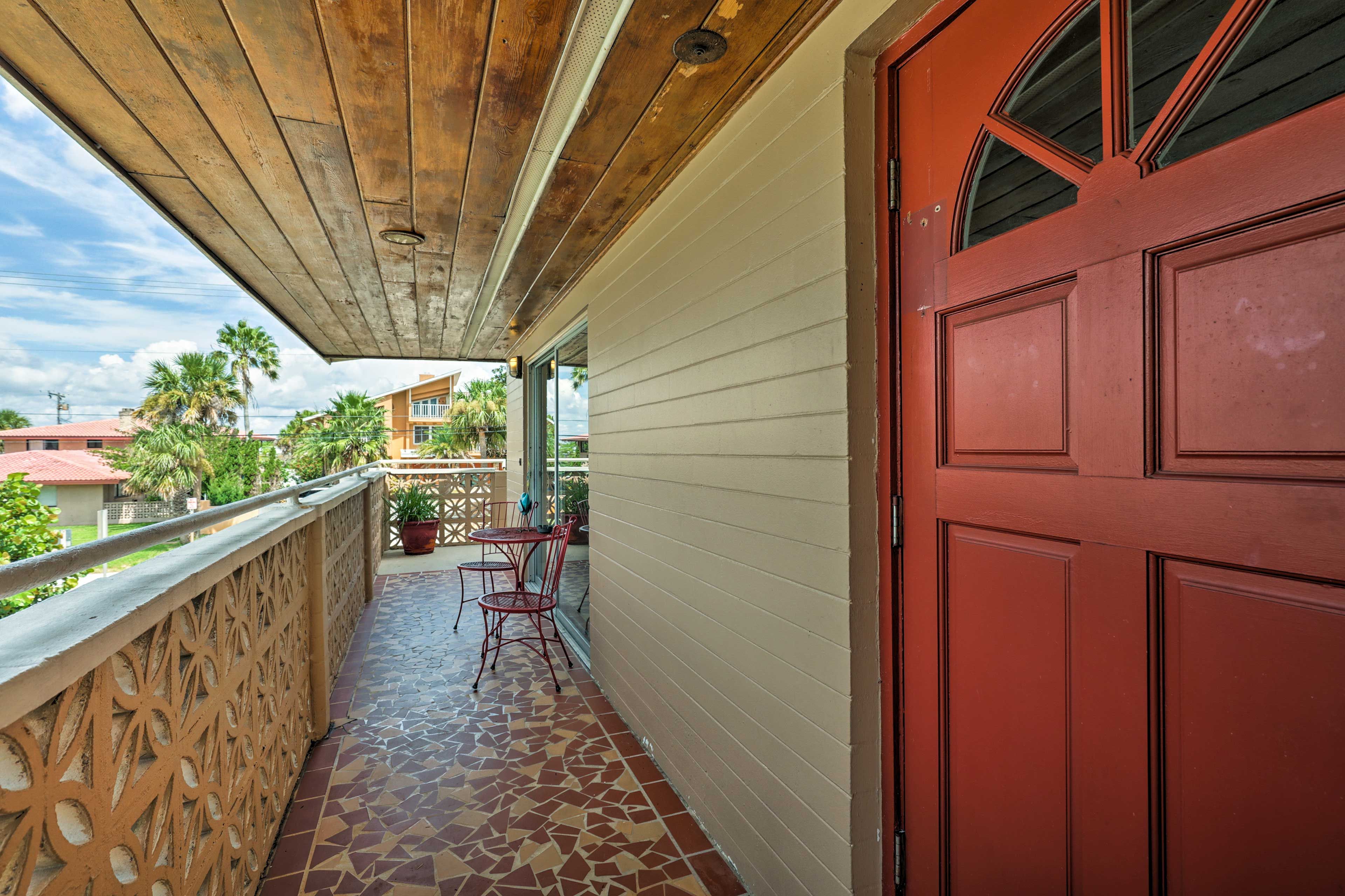 Get some fresh air outside on the breezeway.