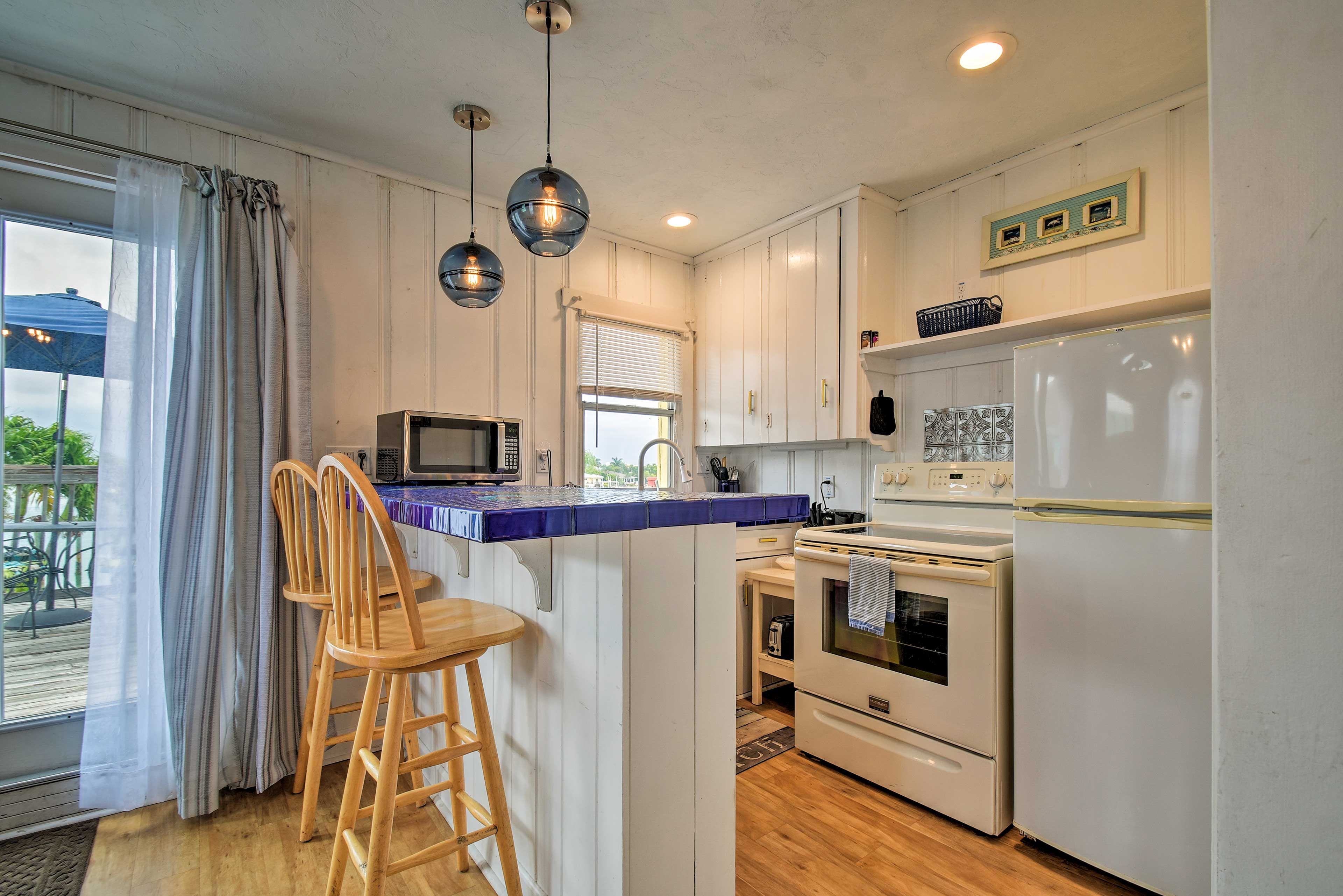 Sit at the breakfast bar and sip your morning coffee.