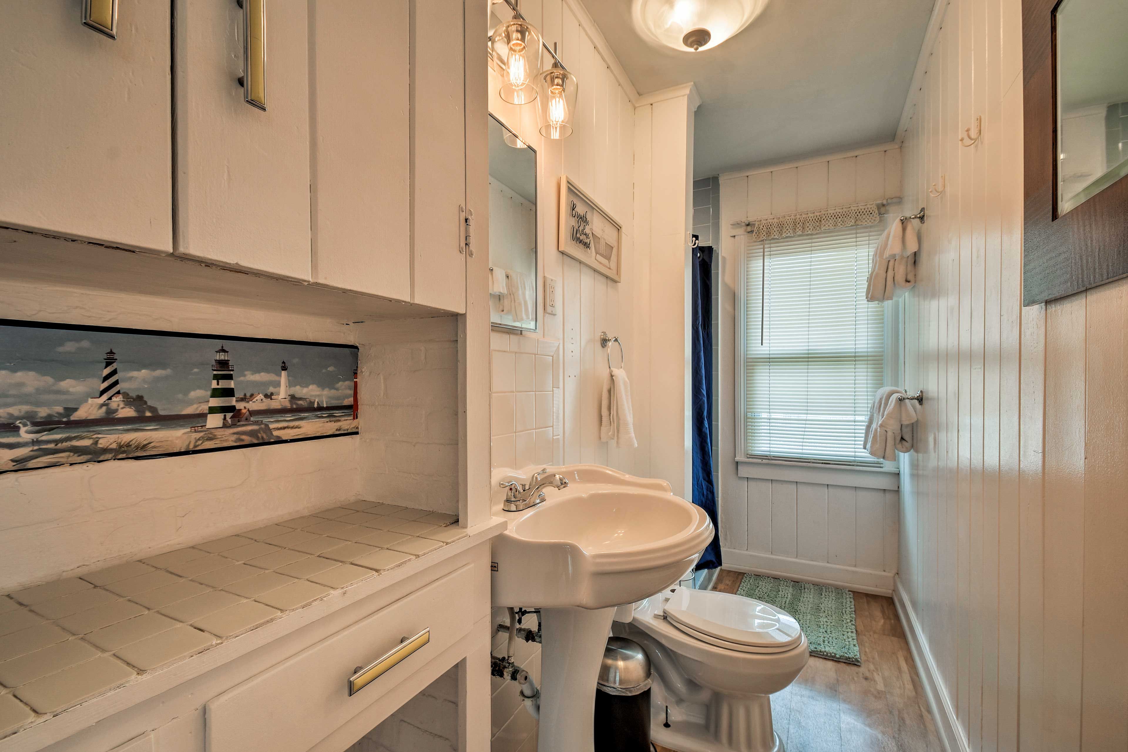 Make use of the counter space for all your toiletries.