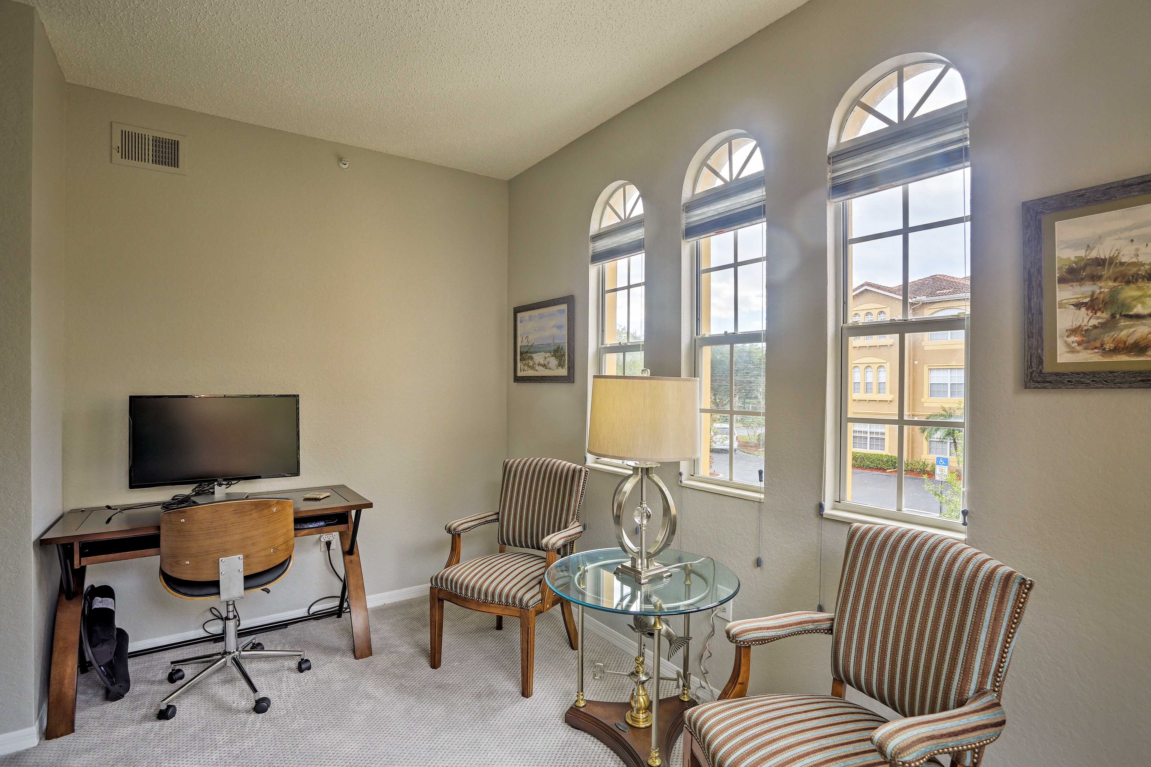 Pull the chair up to the desk to do some vacation activity research!