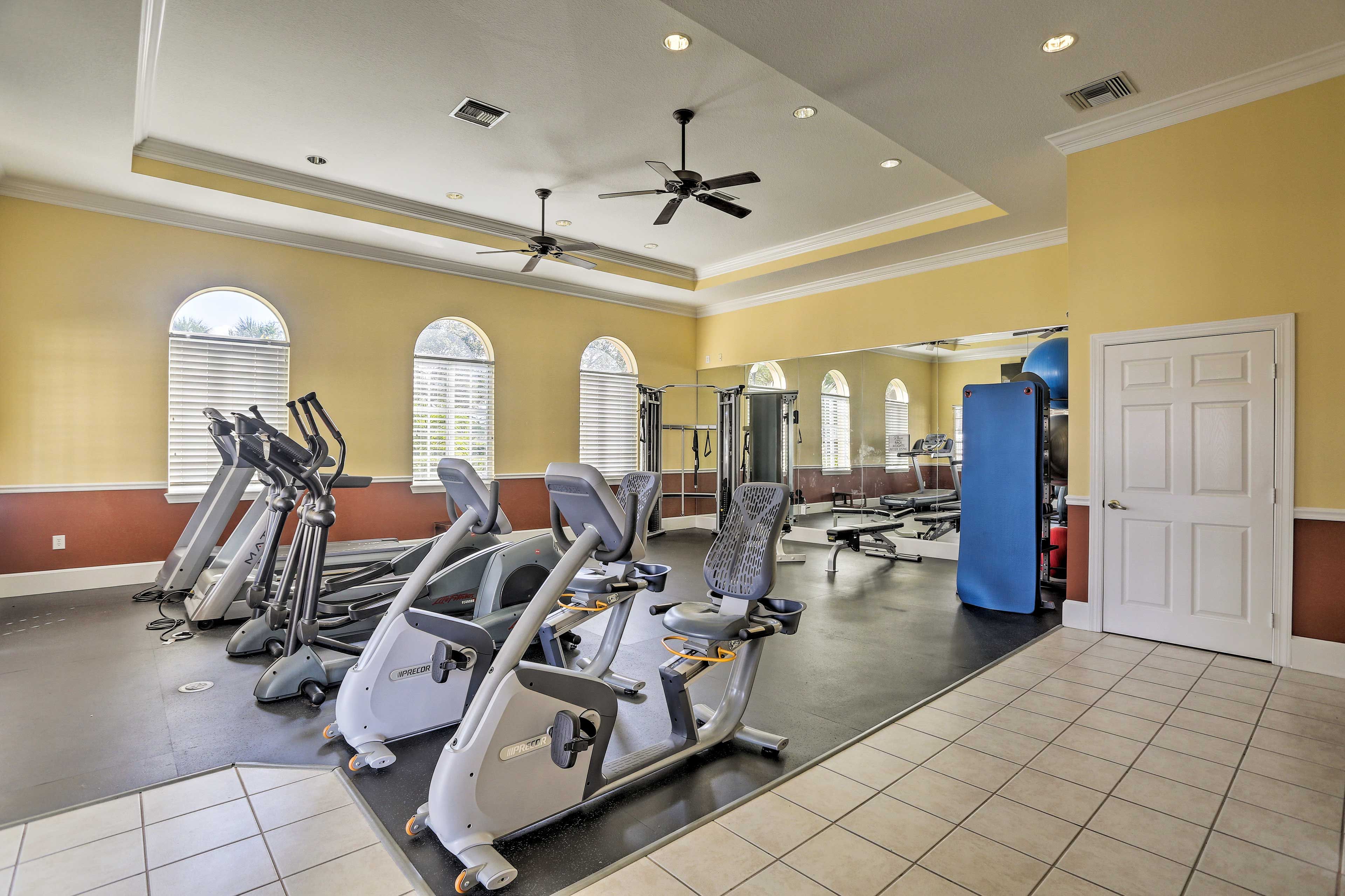 Stay true to your workout routine in the fitness center.