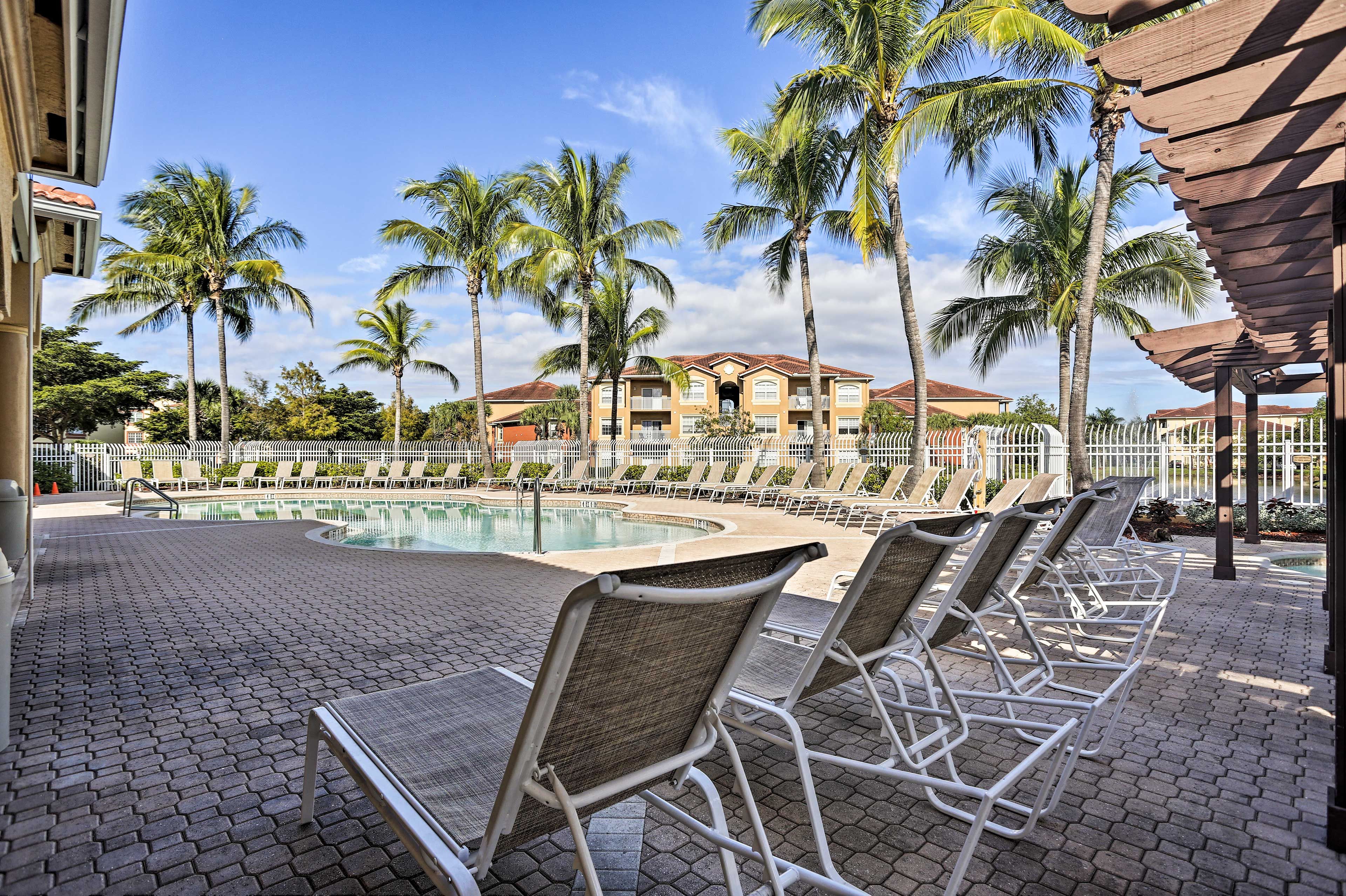 Catch a tan by the pool!