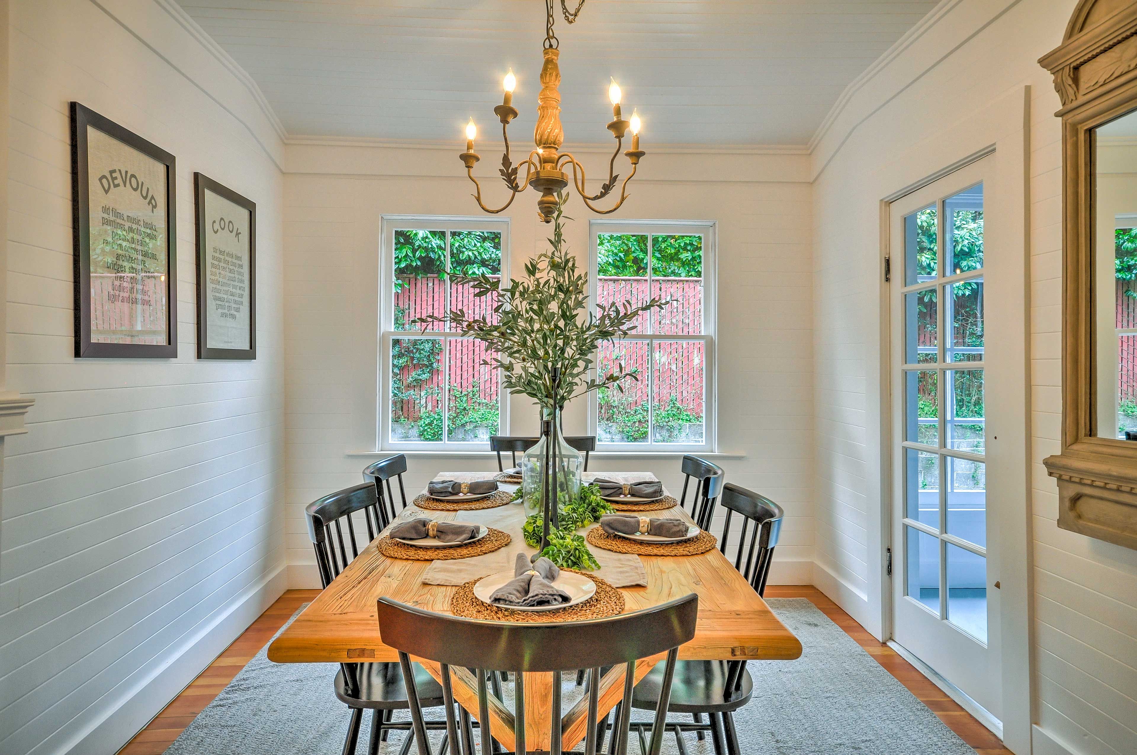 Dine with your group at this elegant dining table.