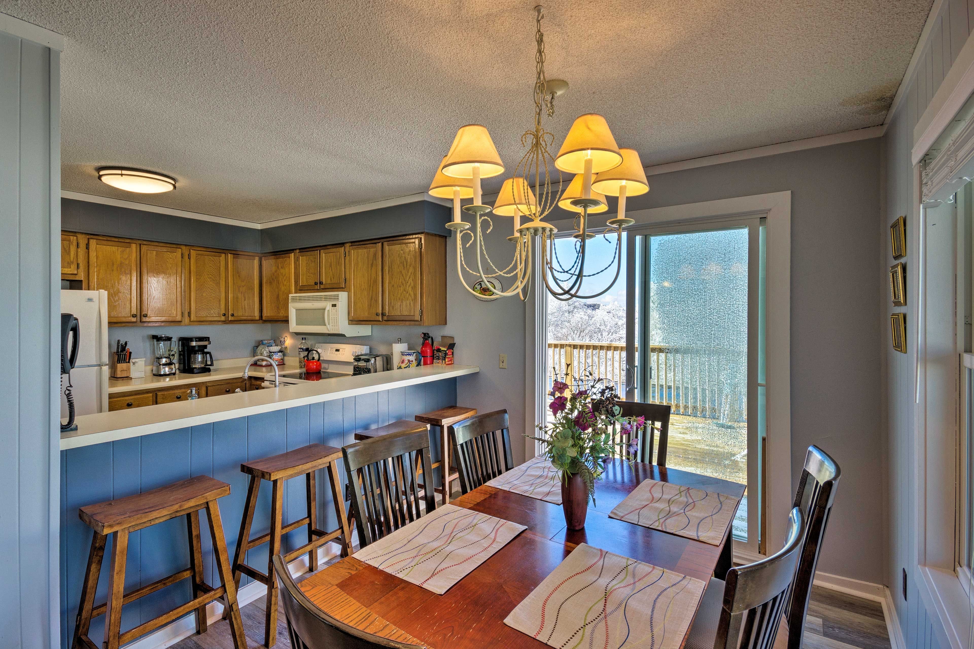 The interior is bathed in natural light through the large windows.
