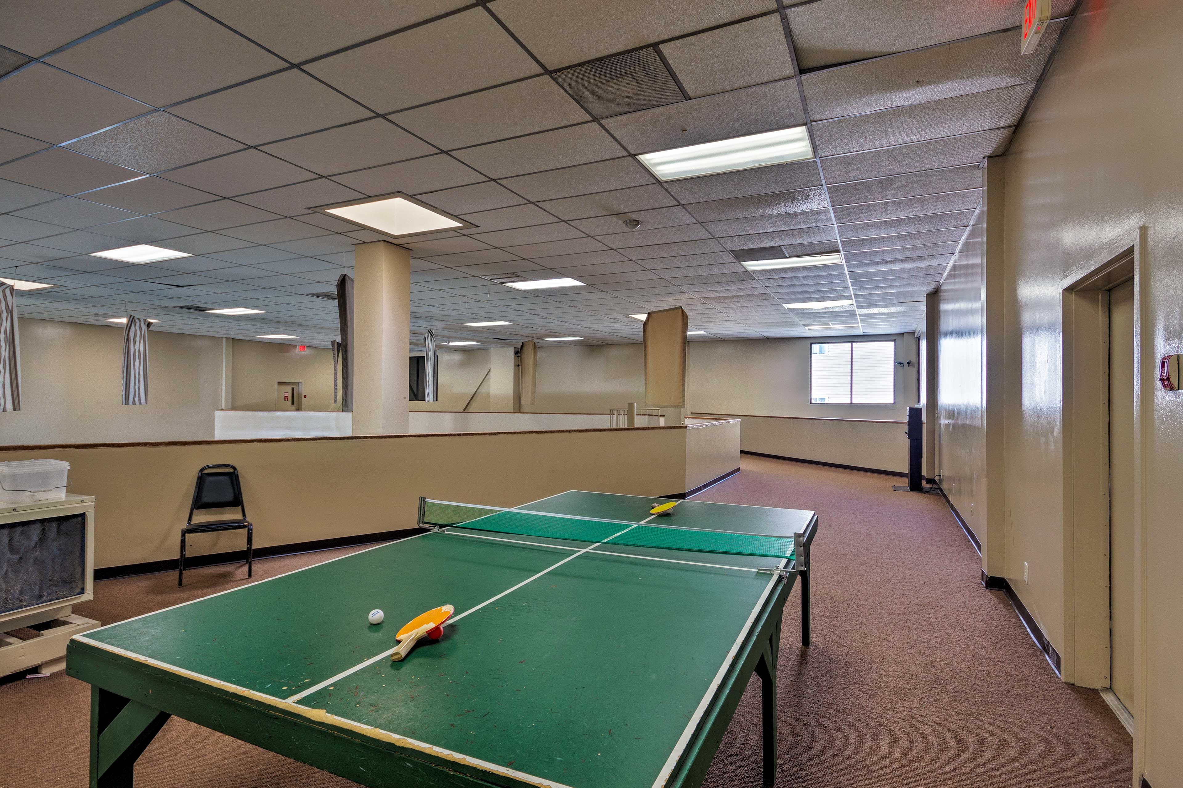 Upstairs, you'll find a ping pong table.