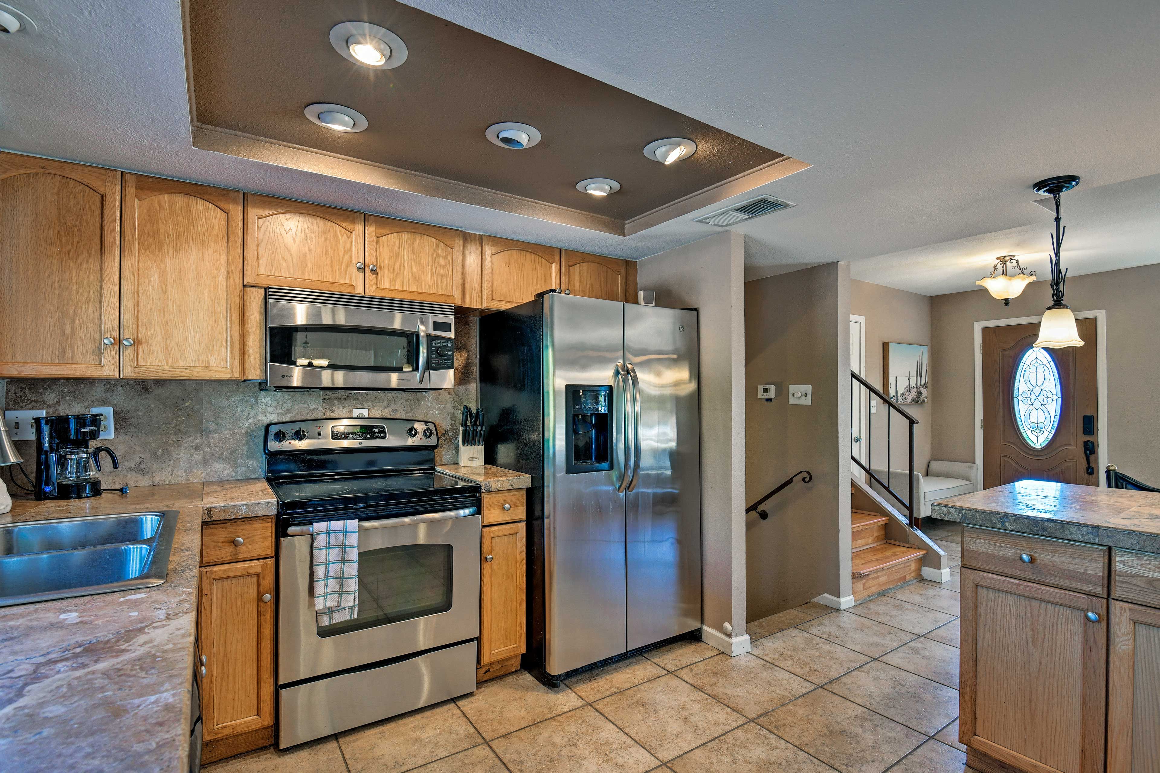 Try out a new recipe in the fully equipped kitchen.