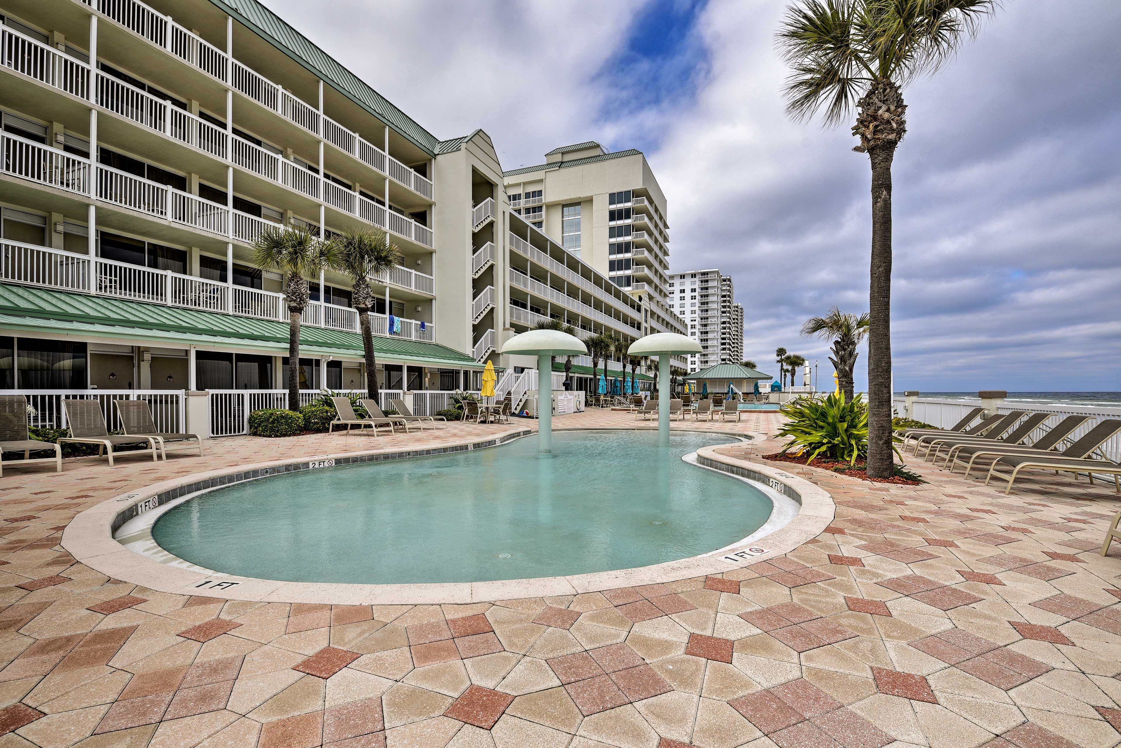 There are several communal gathering spaces.