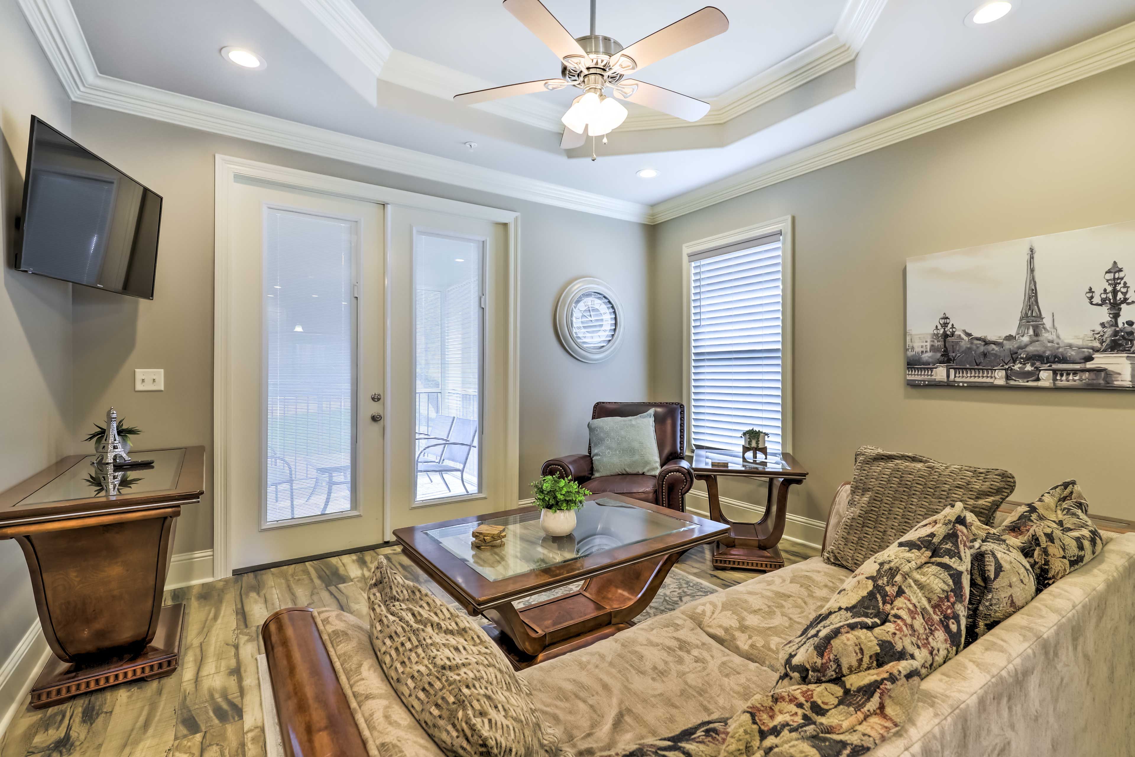Living Room | Free WiFi | Central A/C & Heating | 2nd-Floor Unit