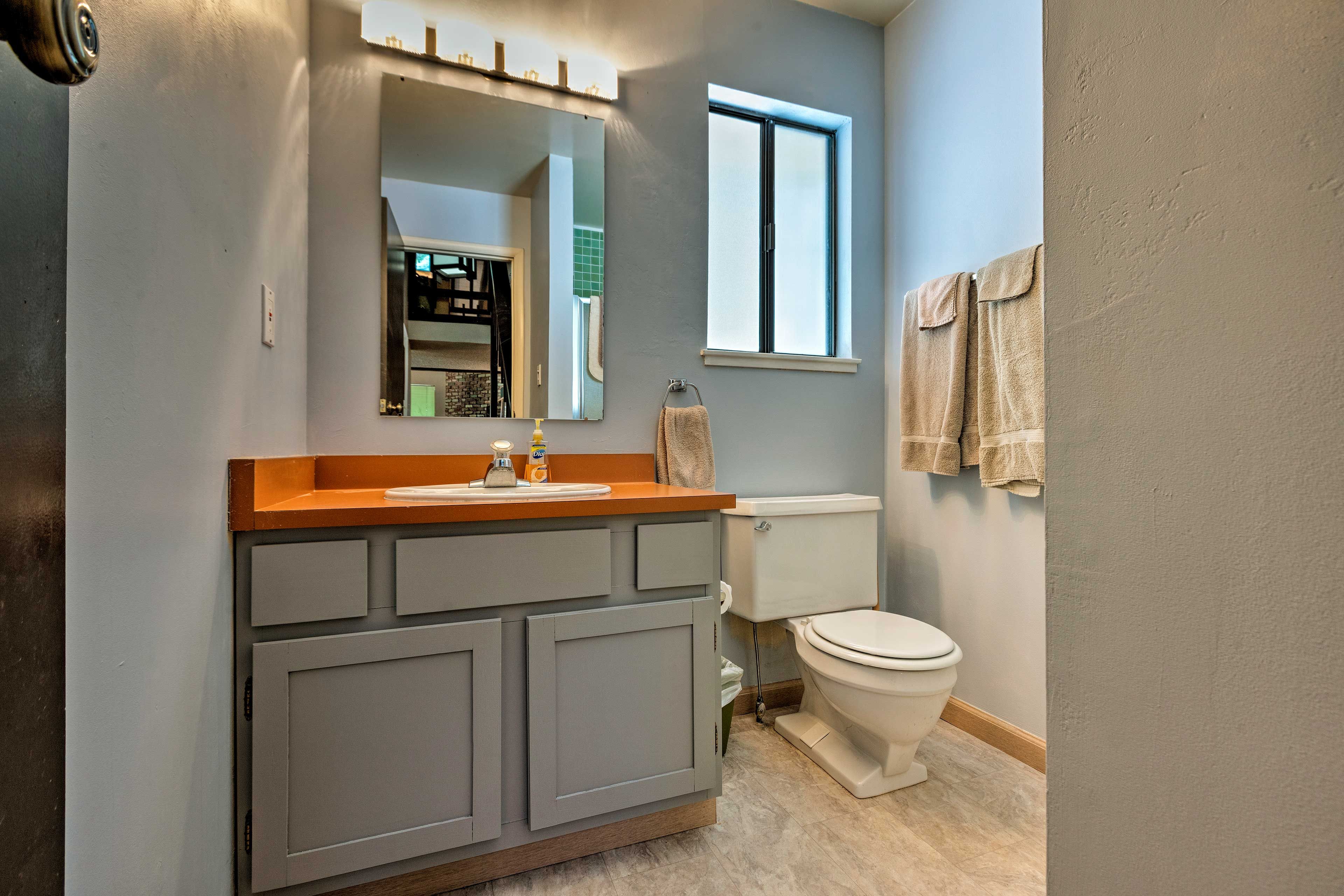 Rinse up in the half bathroom before dinner.