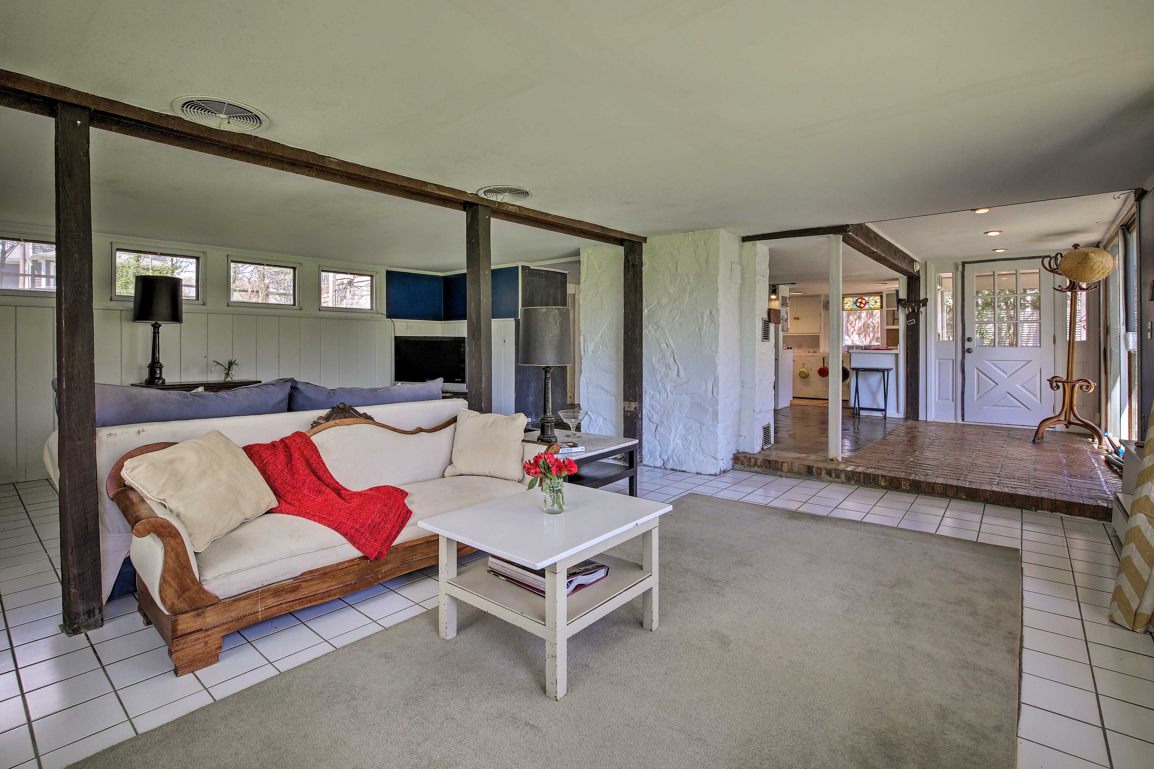 Open beam details add a rustic touch to the interior.