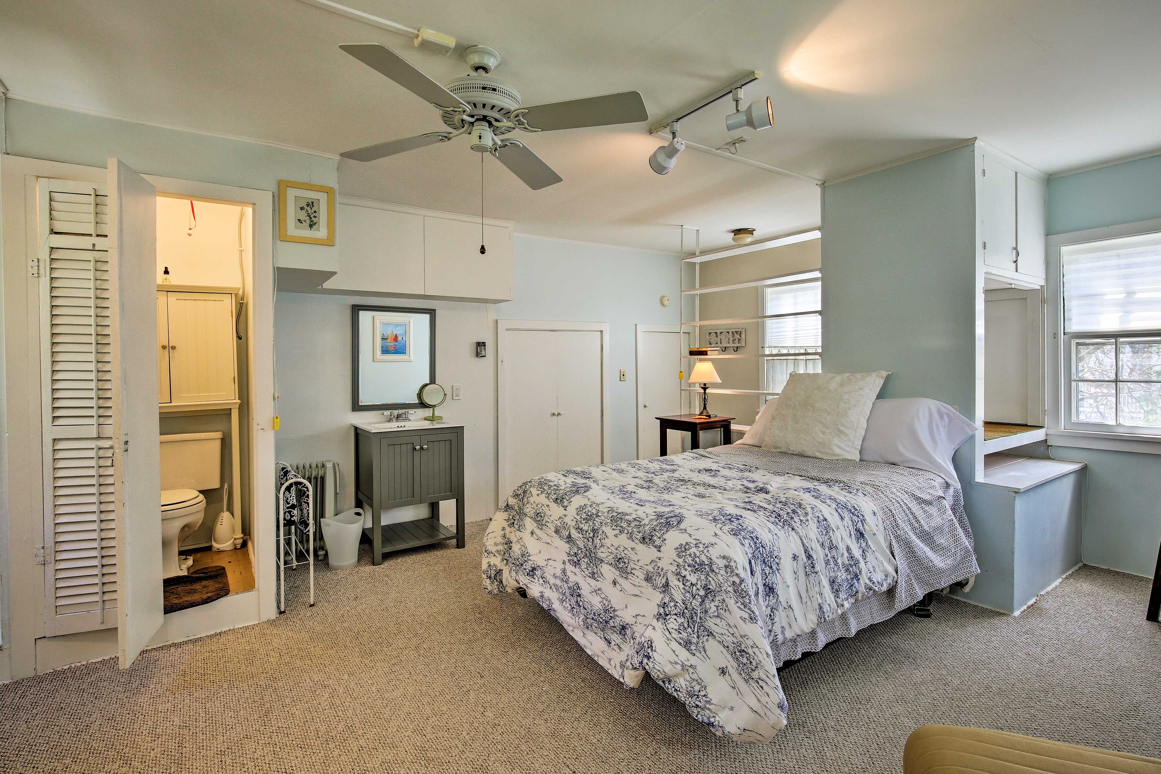 The first bedroom boasts its very own full bathroom.