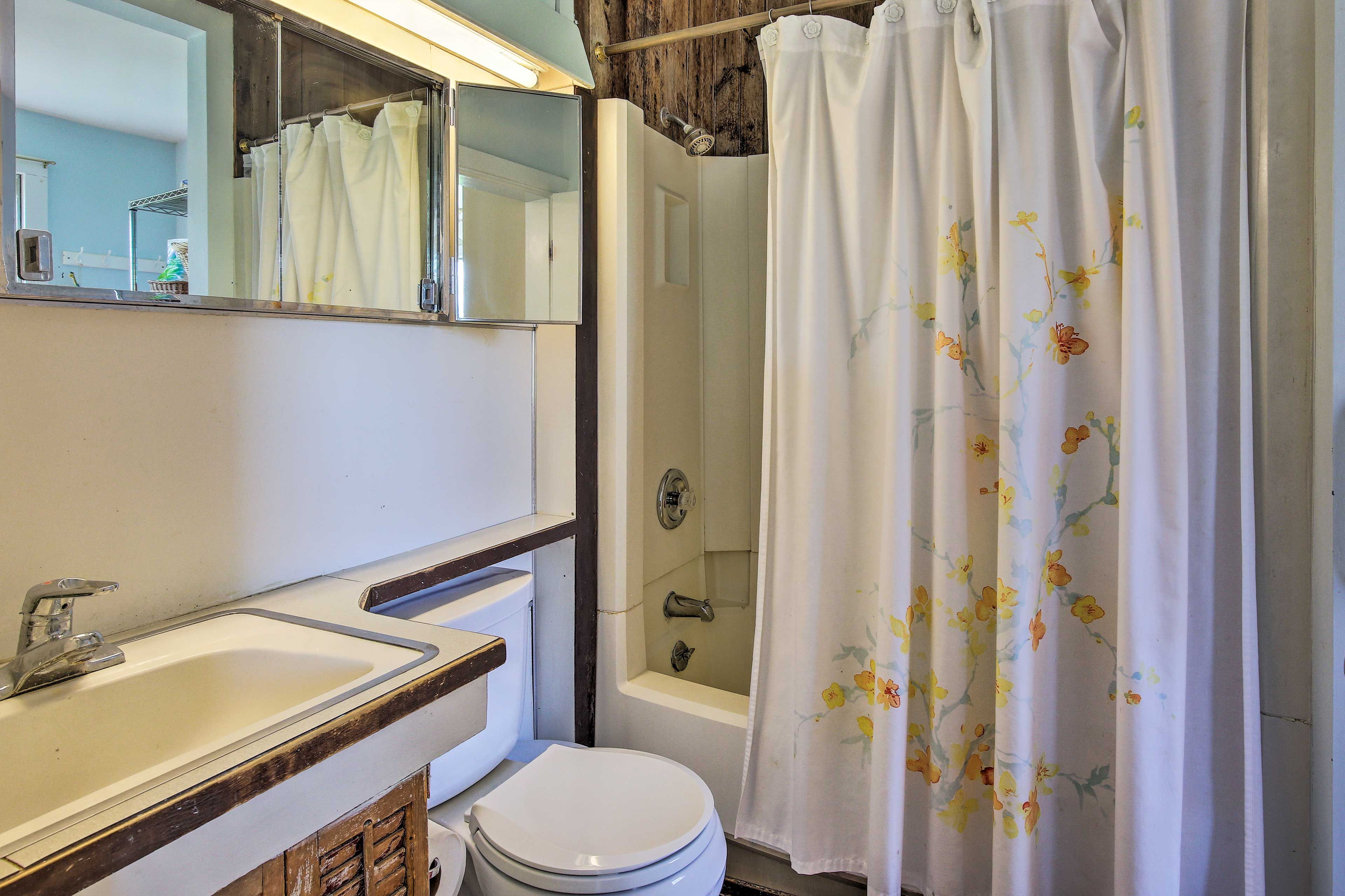 The second full bathroom boasts a shower/tub combo.