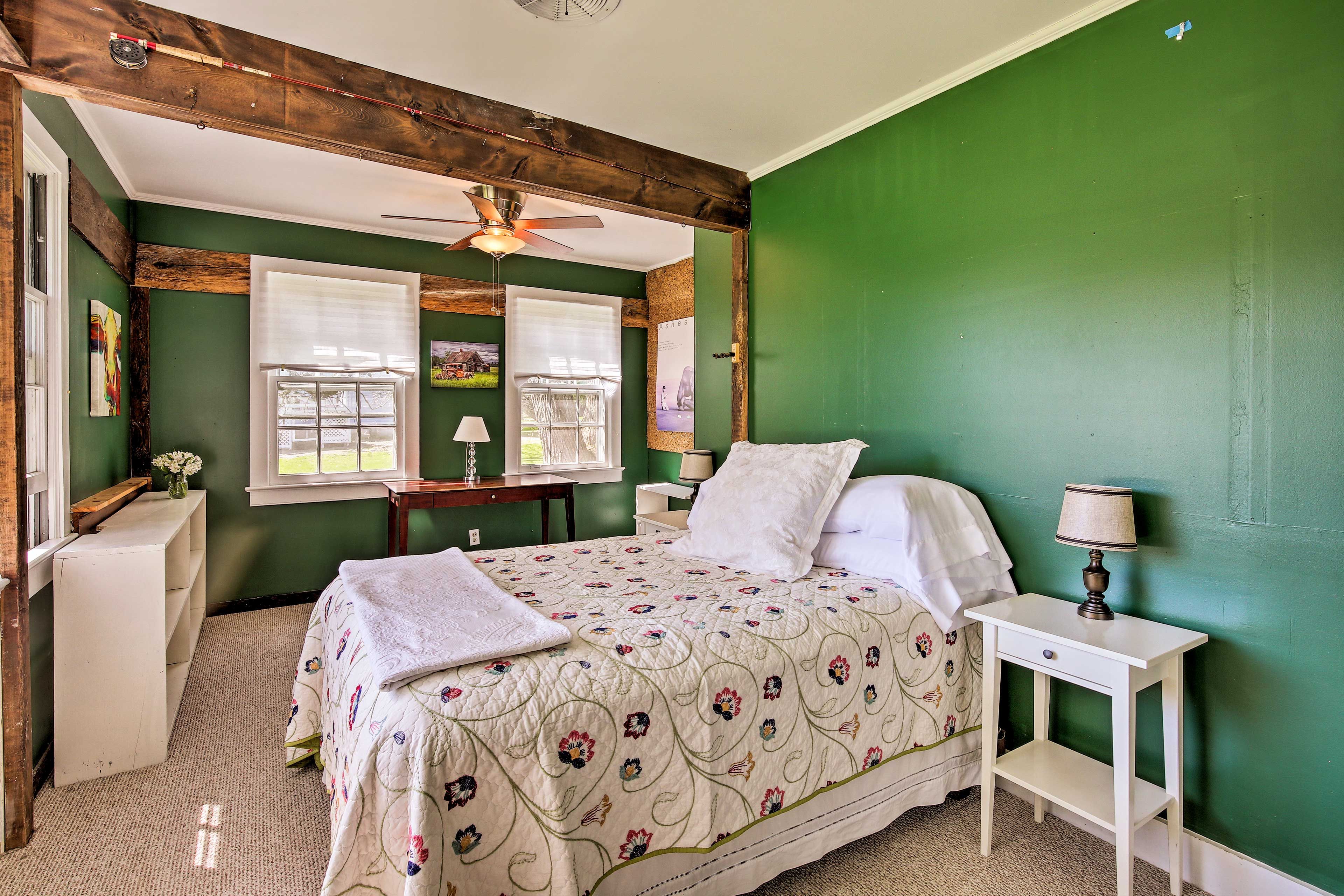 Open beams and crisp white furnishings outfit The Green Room.