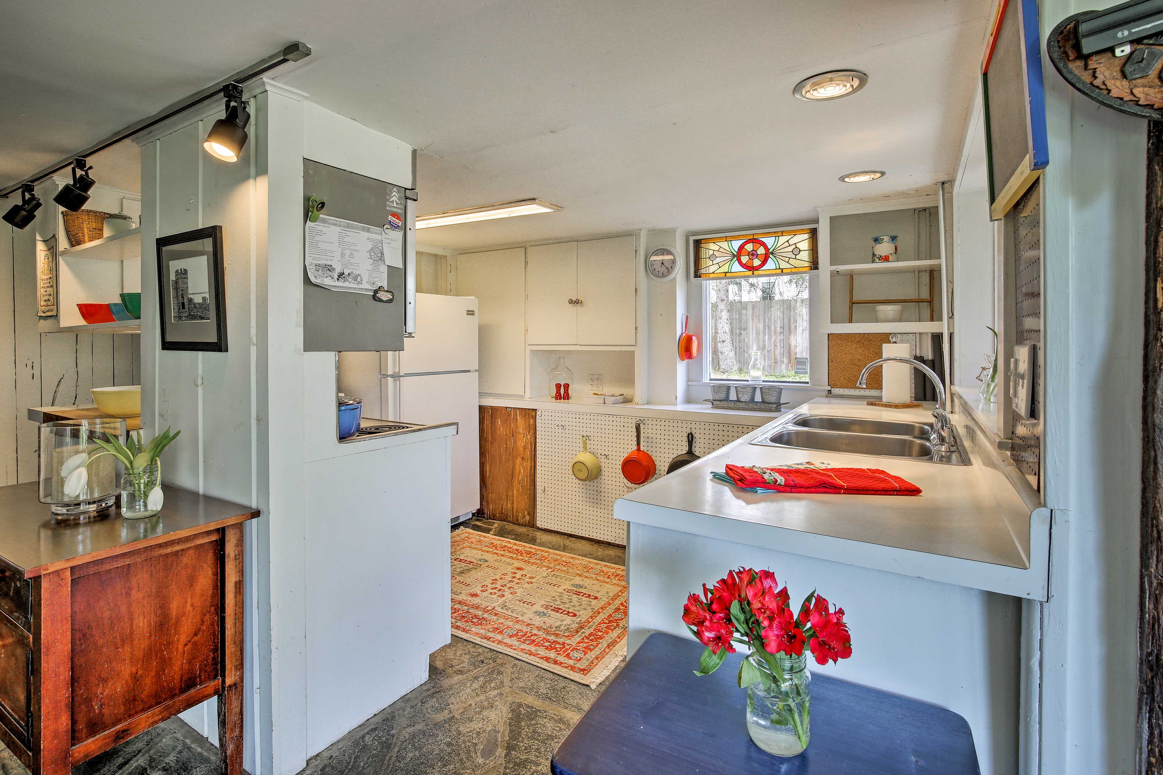 Step into the fully equipped kitchen.