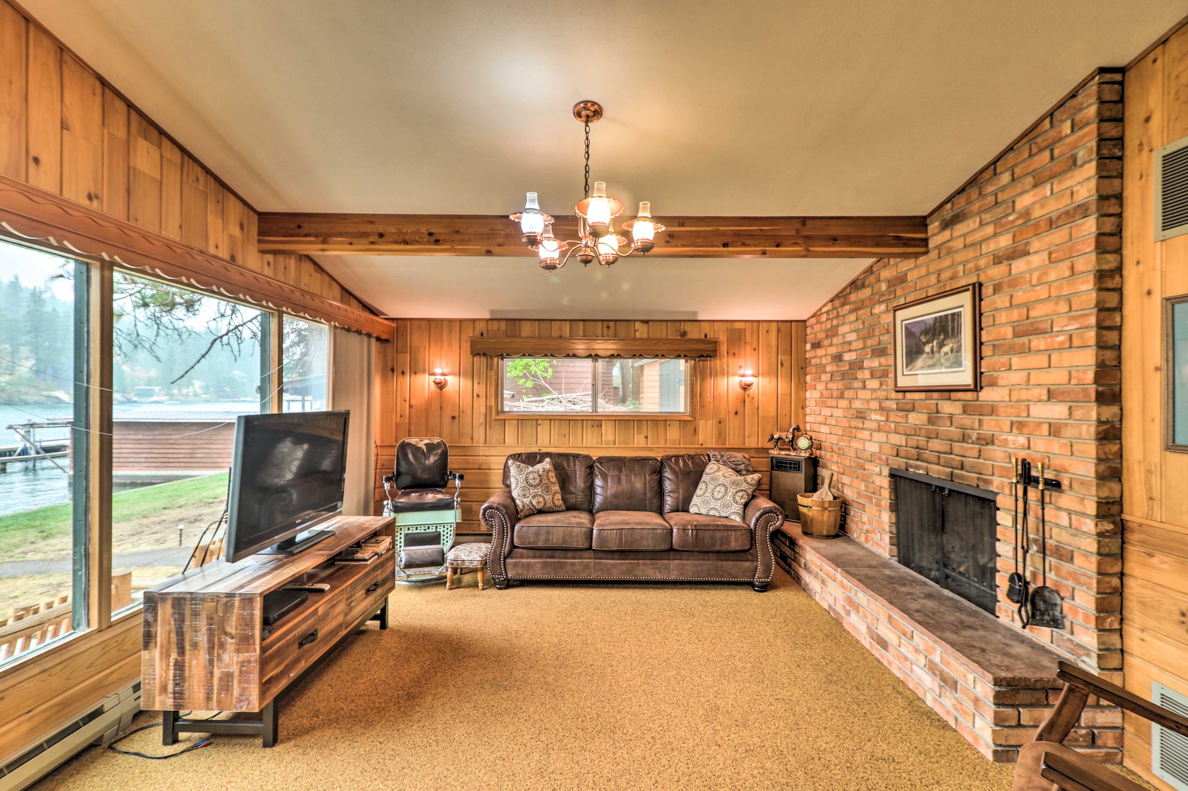 Cabin Interior | Wood-Burning Fireplace