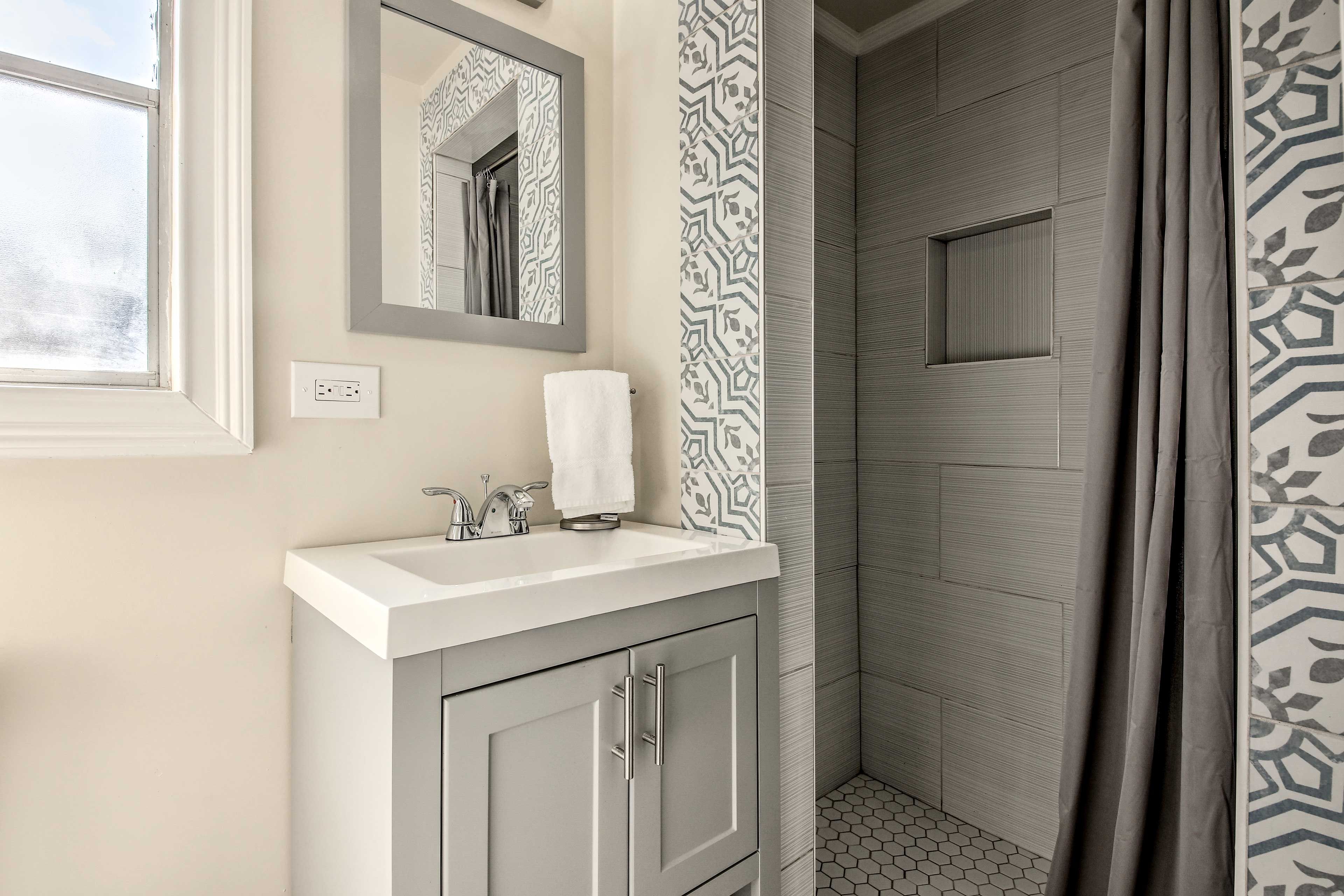 Freshen up in the walk-in shower.