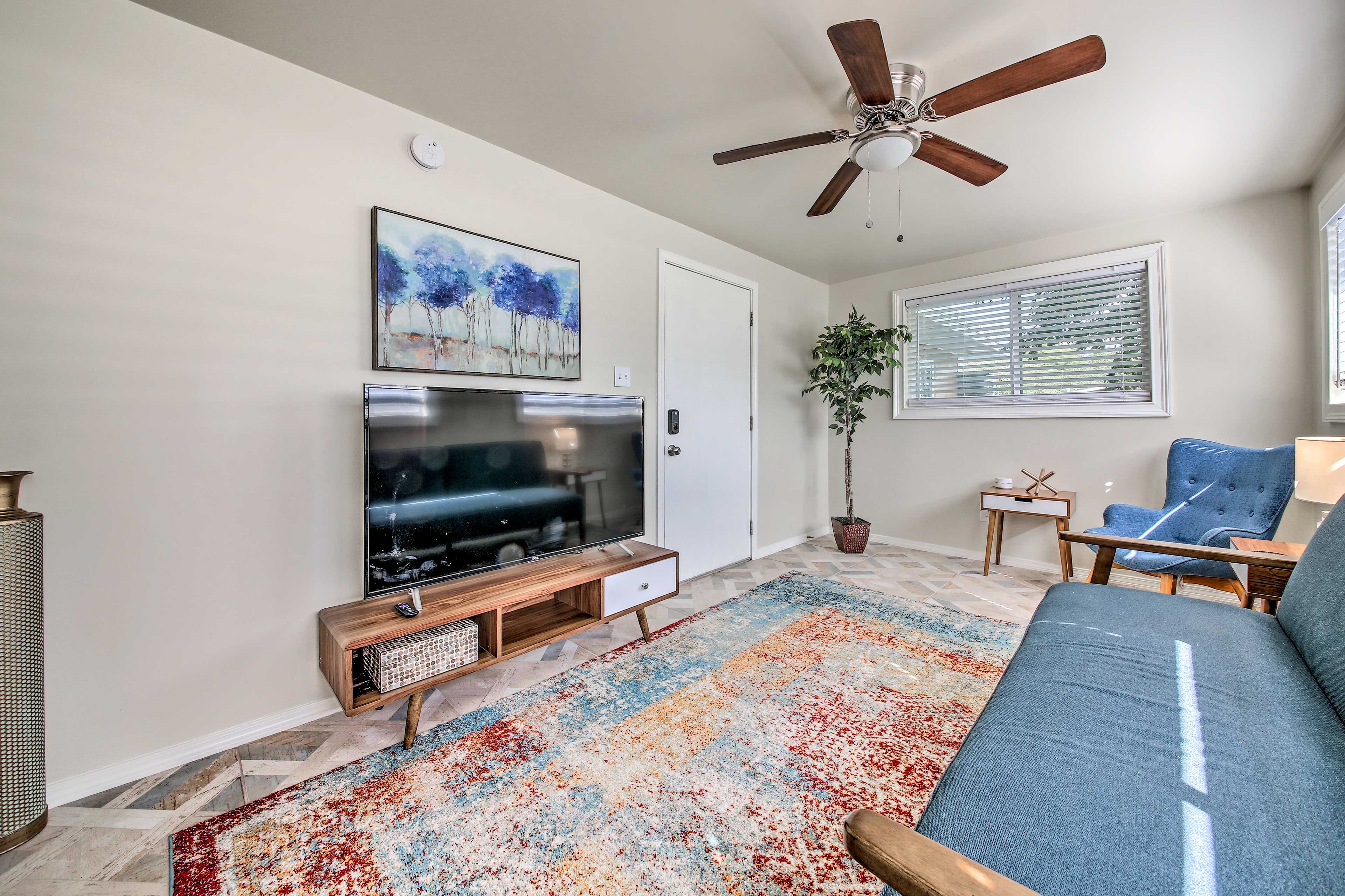 The interior boasts a light and airy feel.